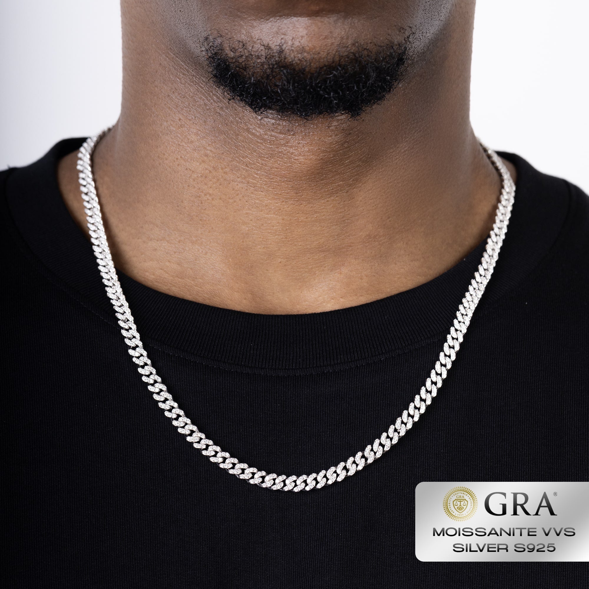 Diamond Cuban Link 6mm Moissanite Chain VVS S925 White Gold