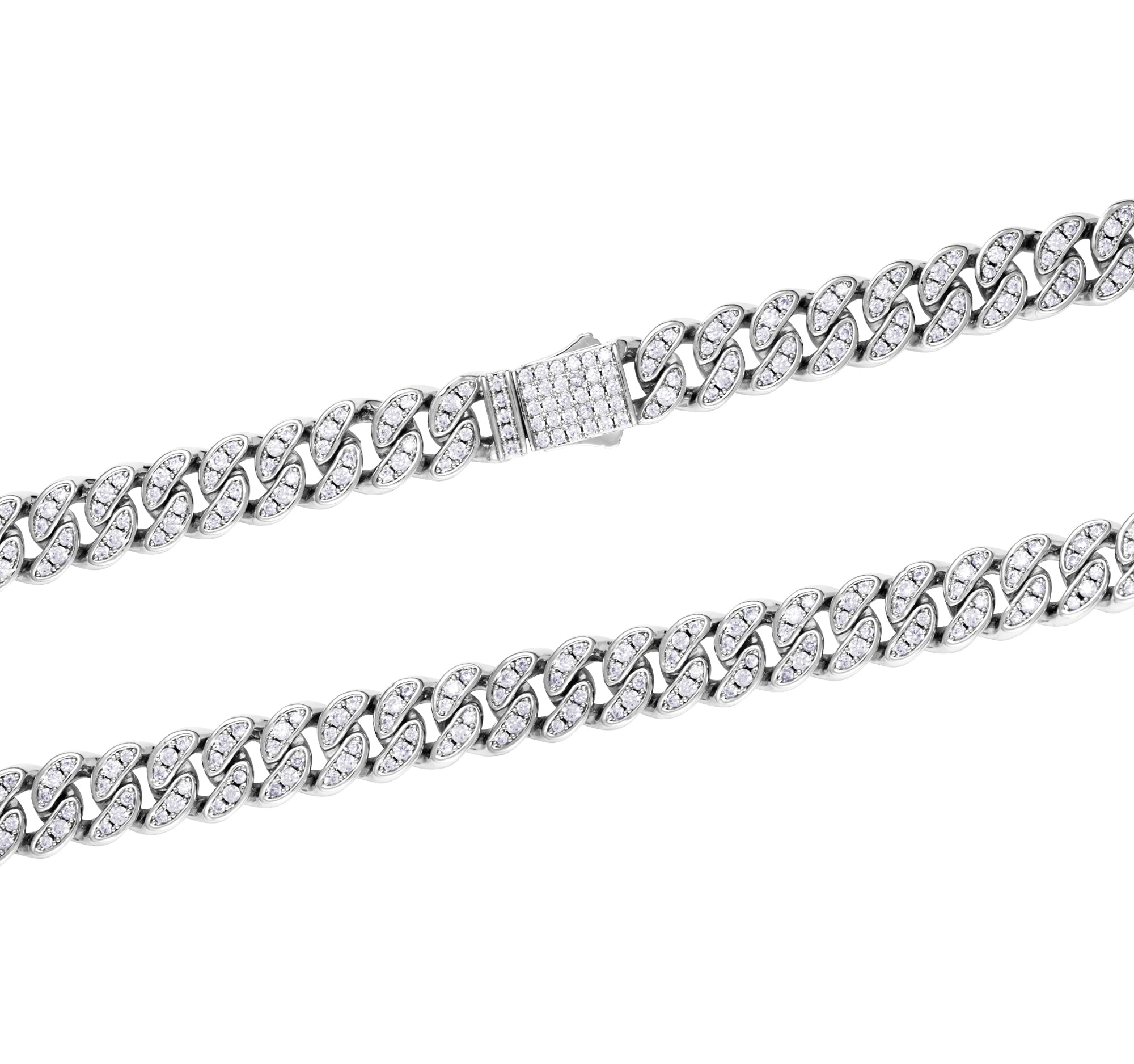 Diamond Cuban Link Chain 8mm White Gold
