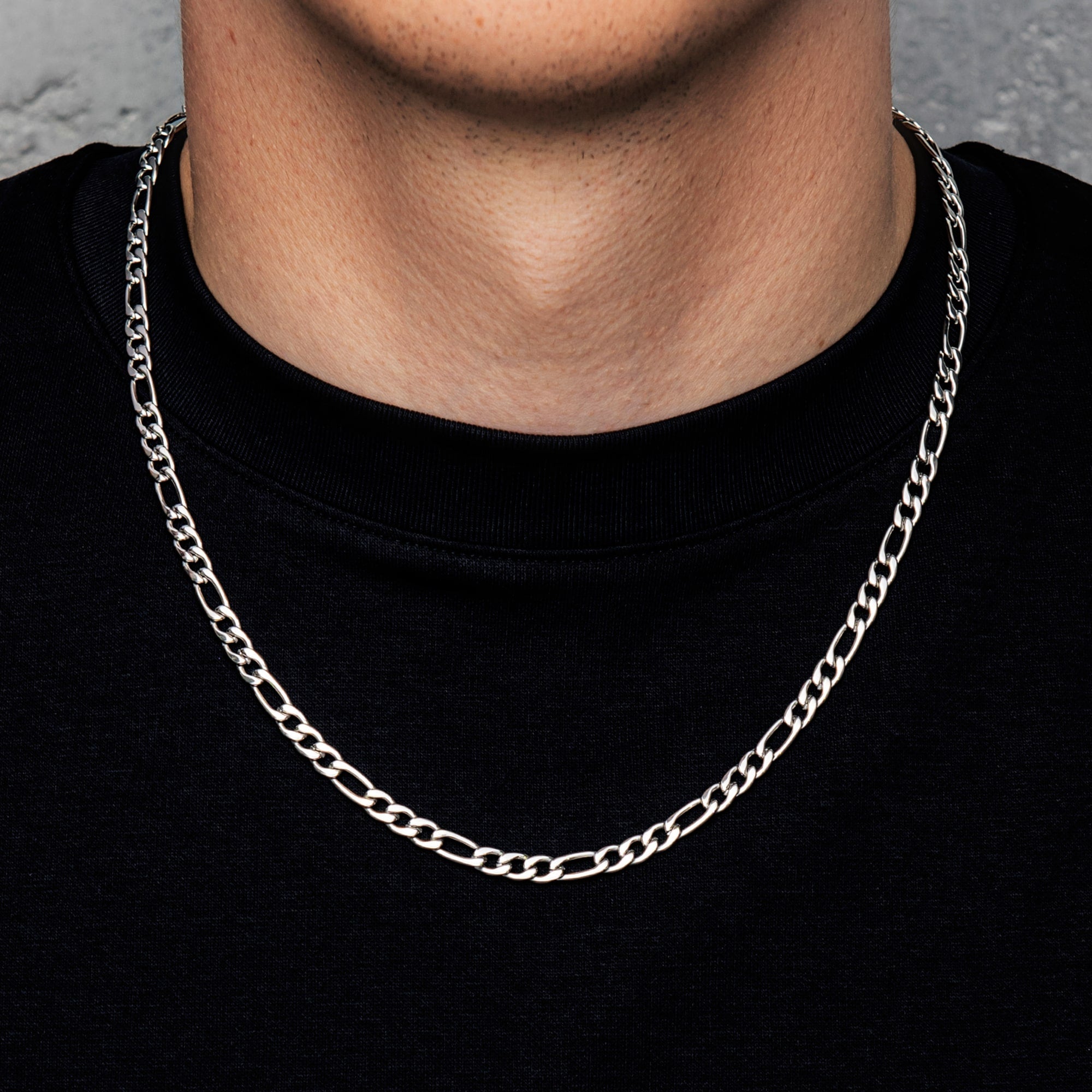 Figaro Chain 5mm White Gold