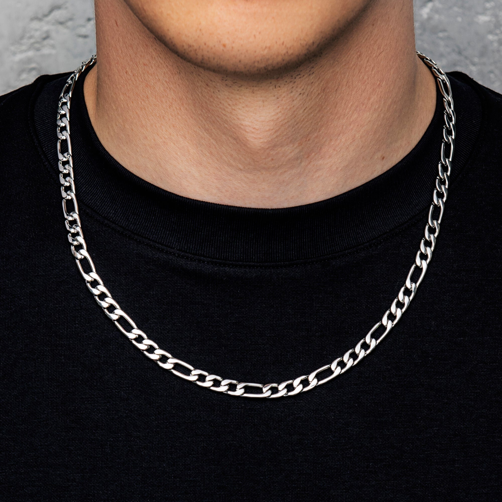 Figaro Chain 7mm White Gold