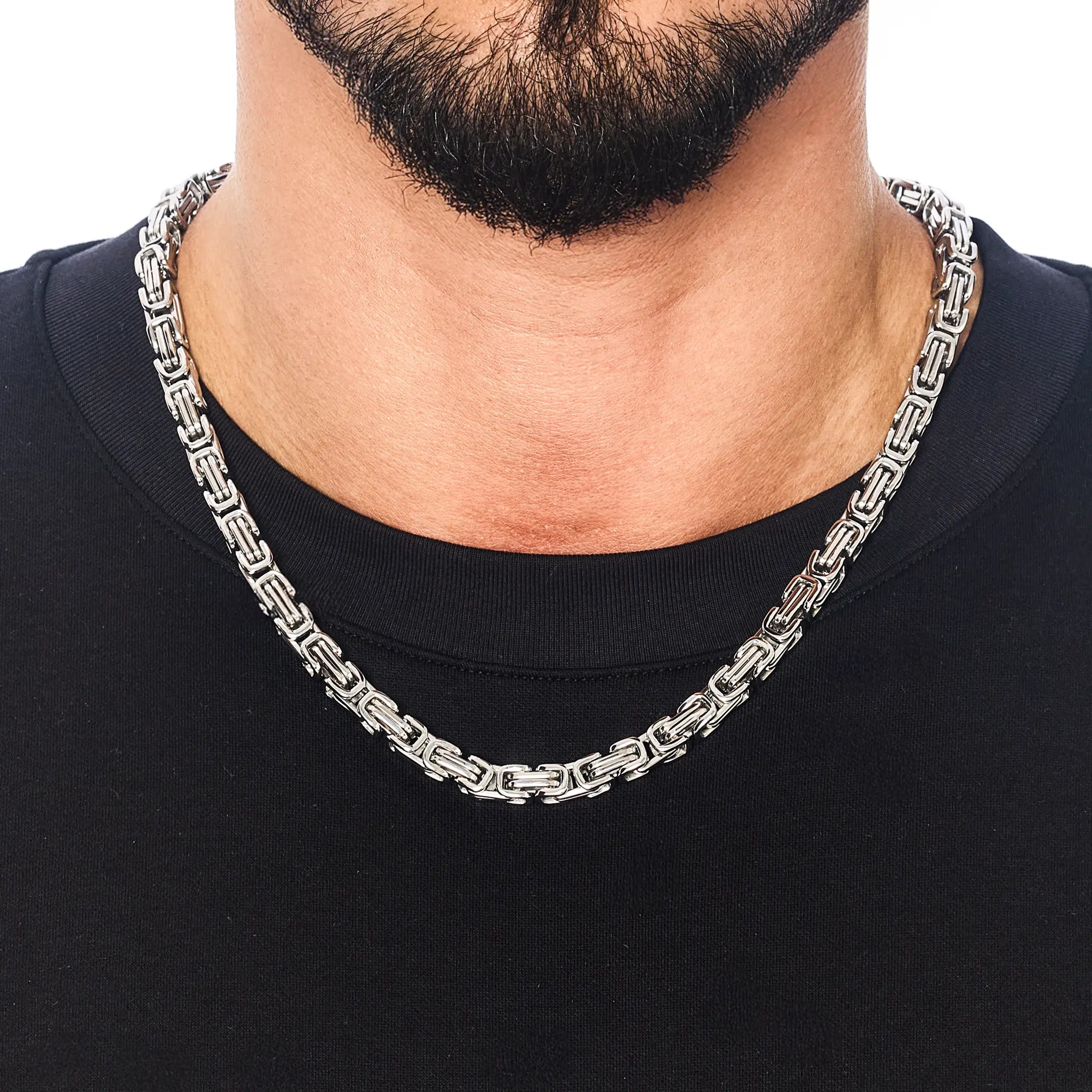 Byzantine Chain 7mm White Gold