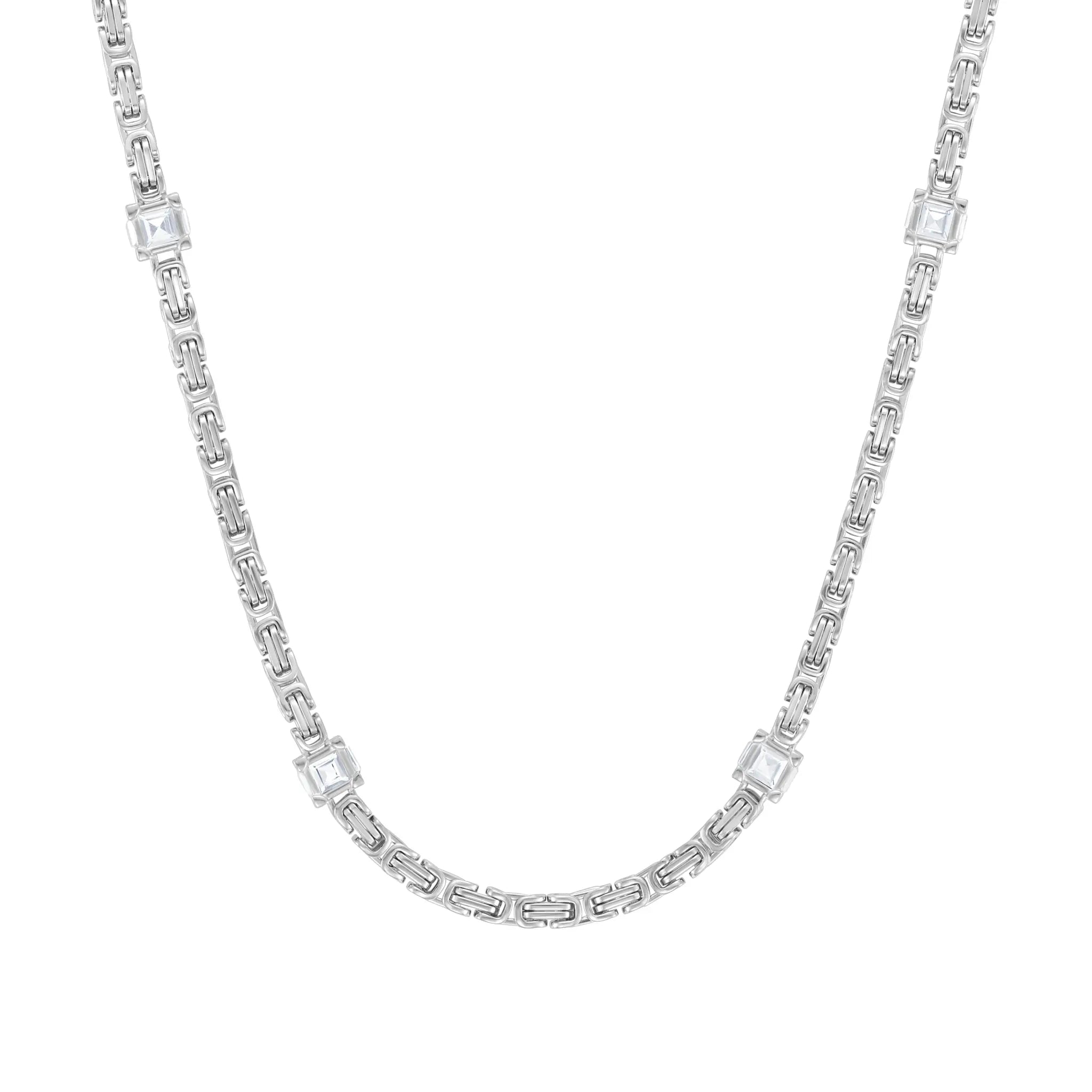Byzantine Diamond Cube Chain 4mm White Gold
