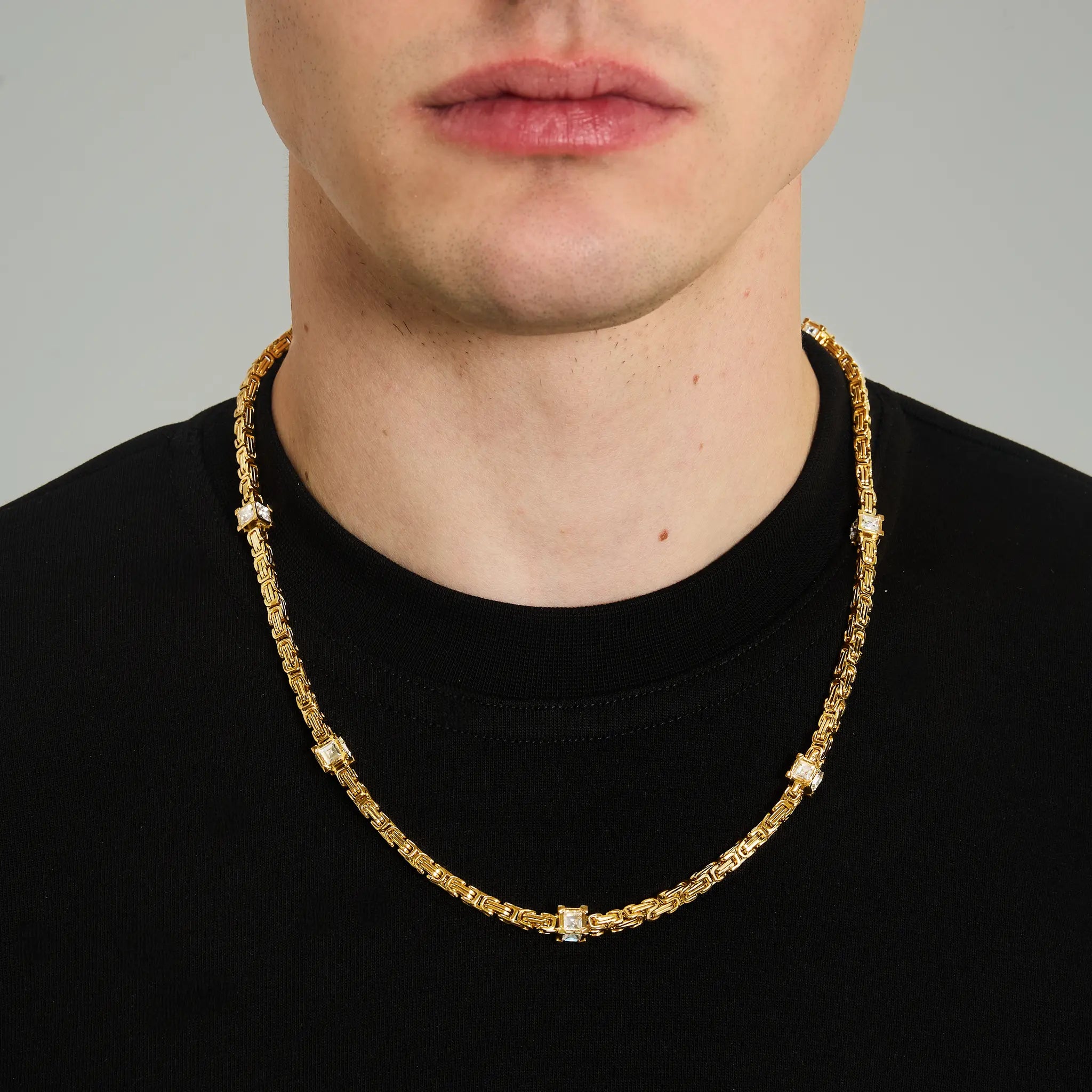 Byzantine Diamond Cube Chain 4mm Gold