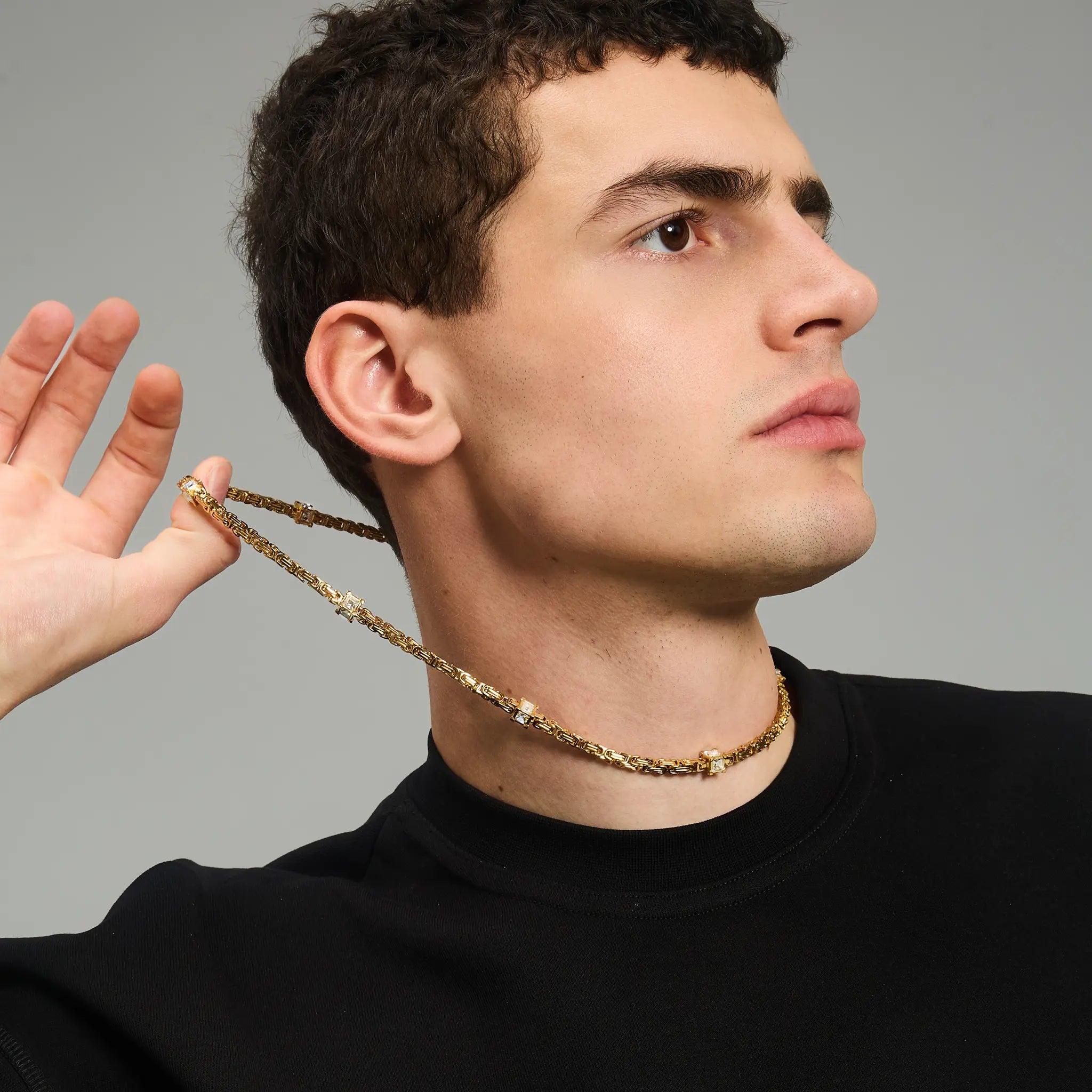 Byzantine Diamond Cube Chain 4mm Gold