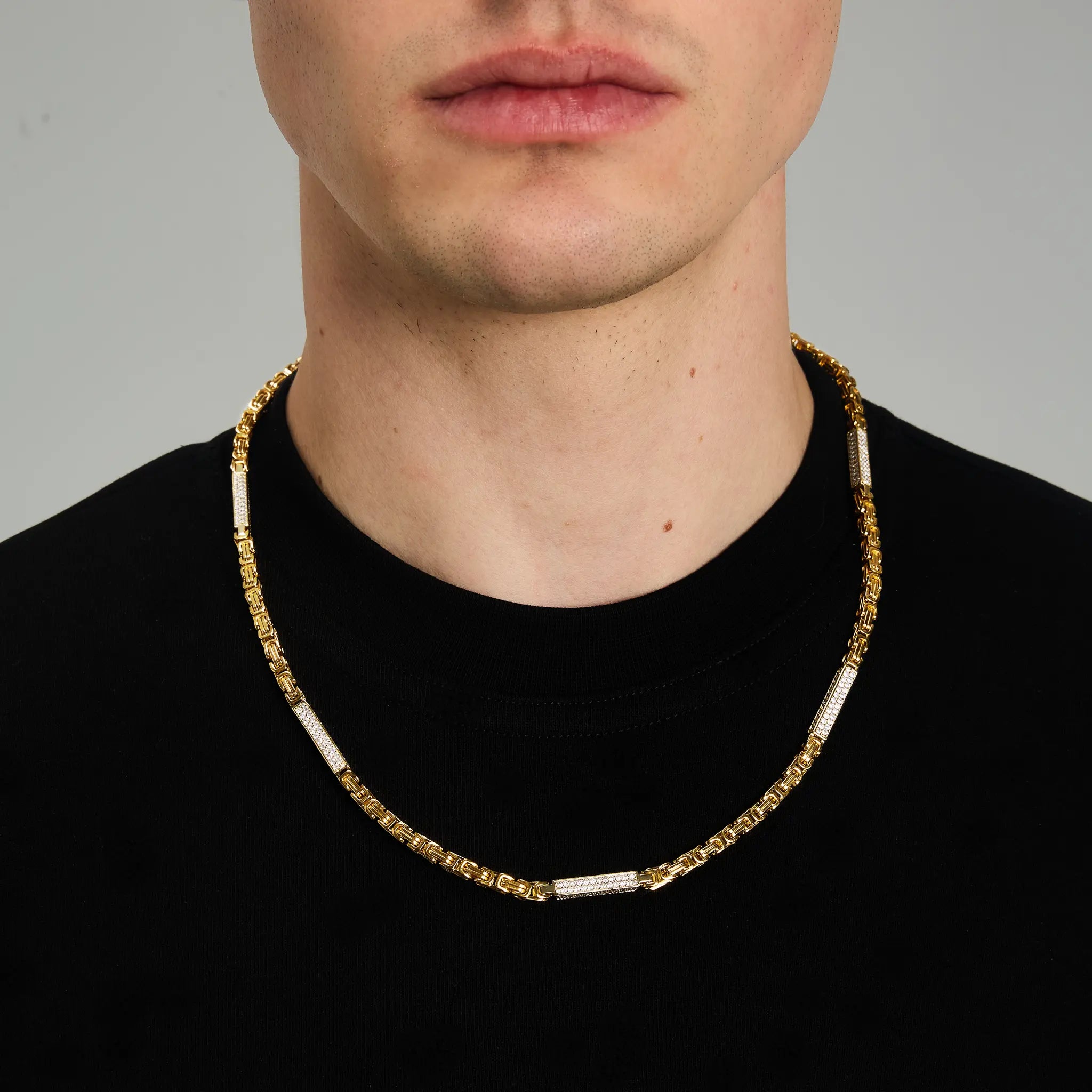 Byzantine Iced Chain 4mm Gold