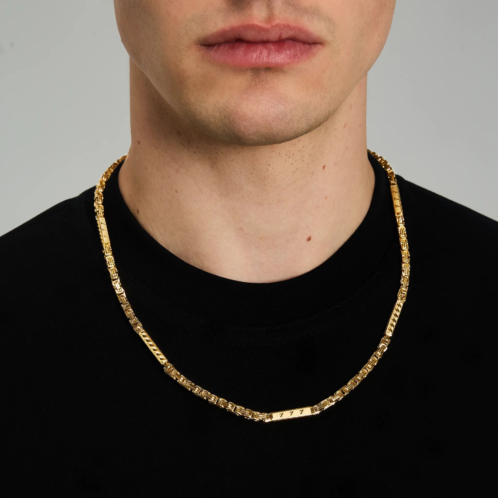 Lucky 777 Byzantine Chain 4mm Gold