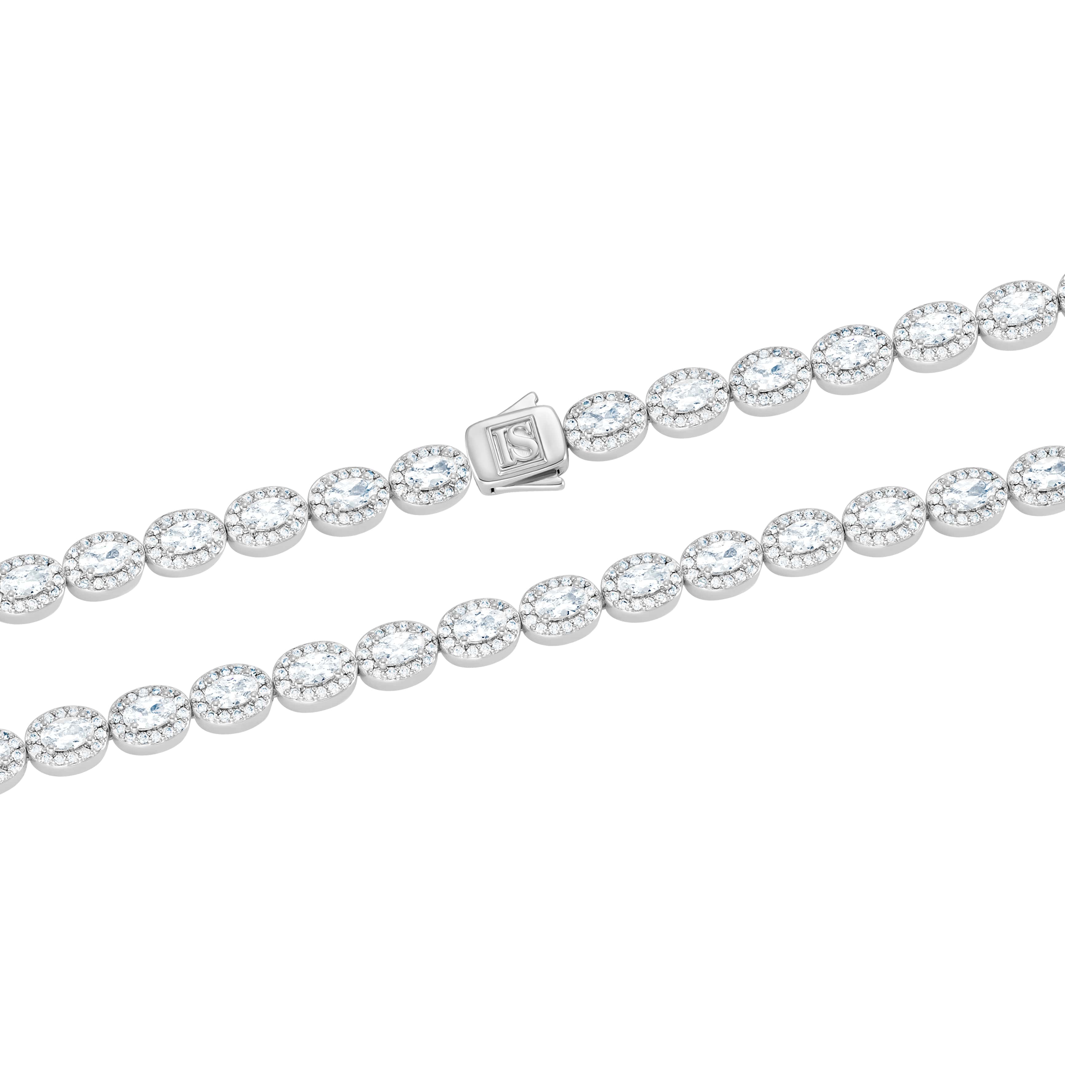 Chaîne de tennis ovale à grappes de 6 mm en or blanc