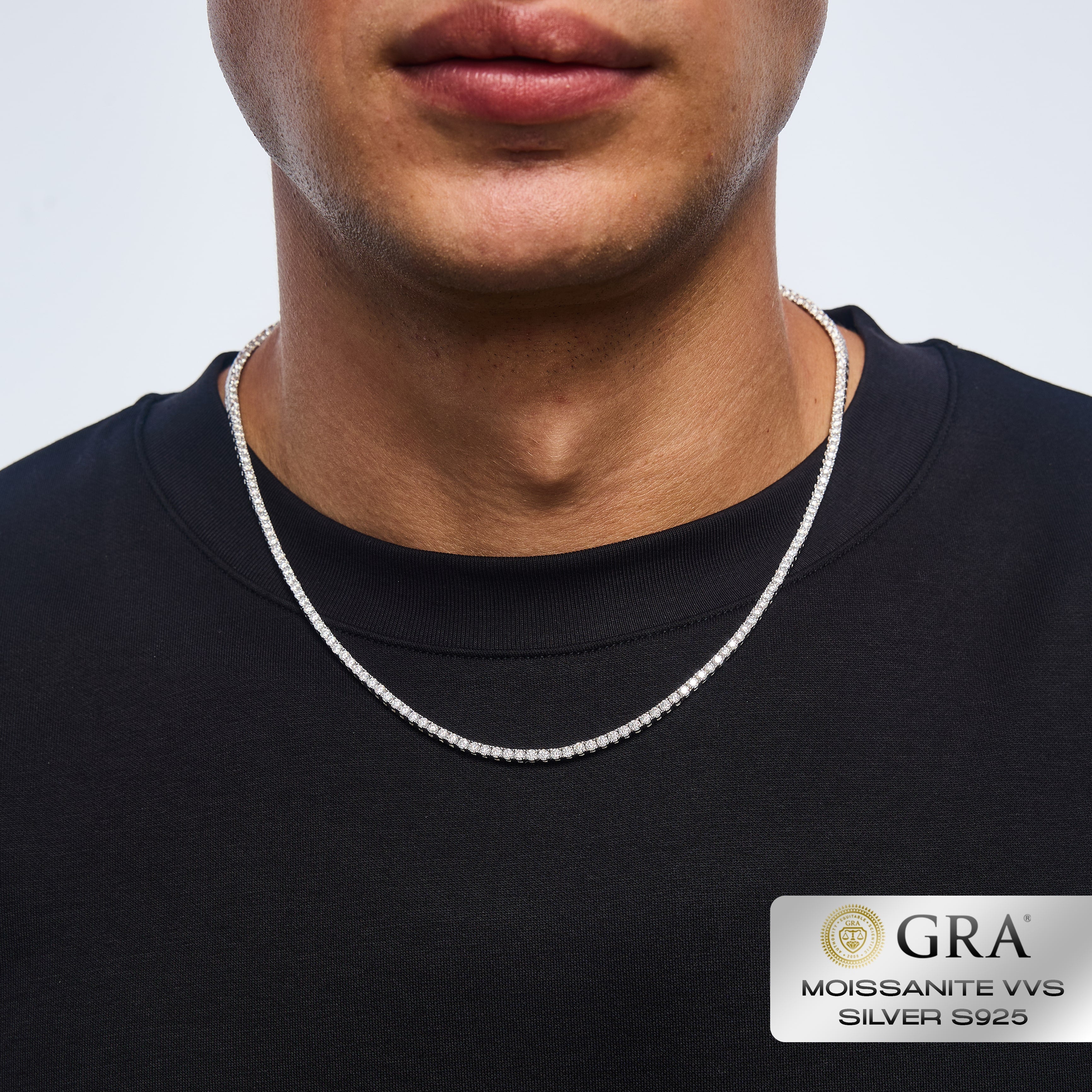 Tennis Chain 2.5mm Moissanite VVS S925 White Gold