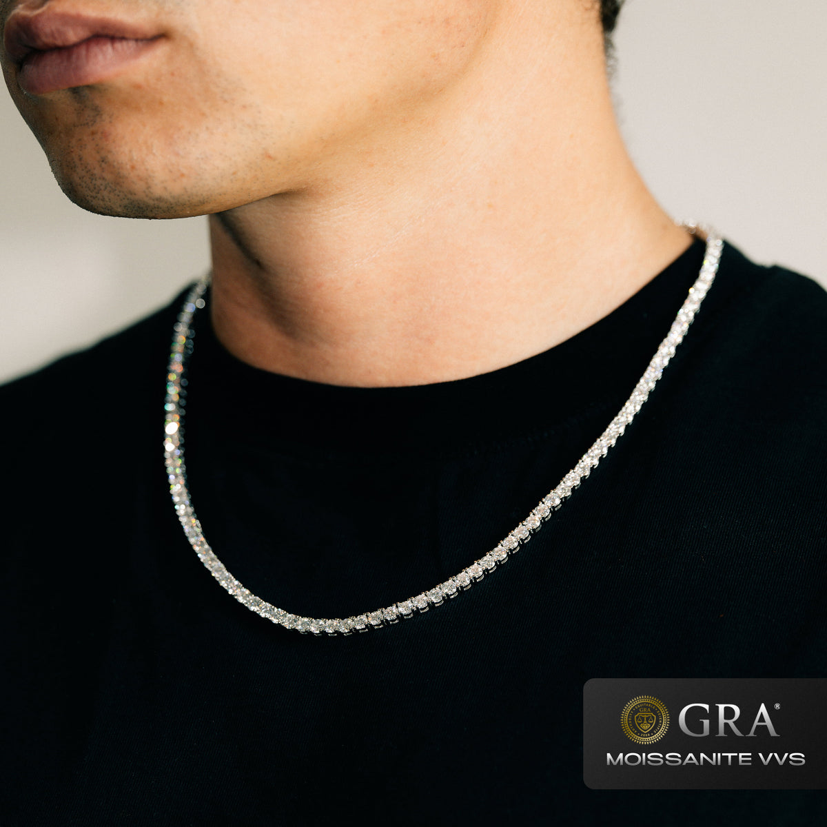 Tennis Chain 4mm VVS Moissanite White Gold