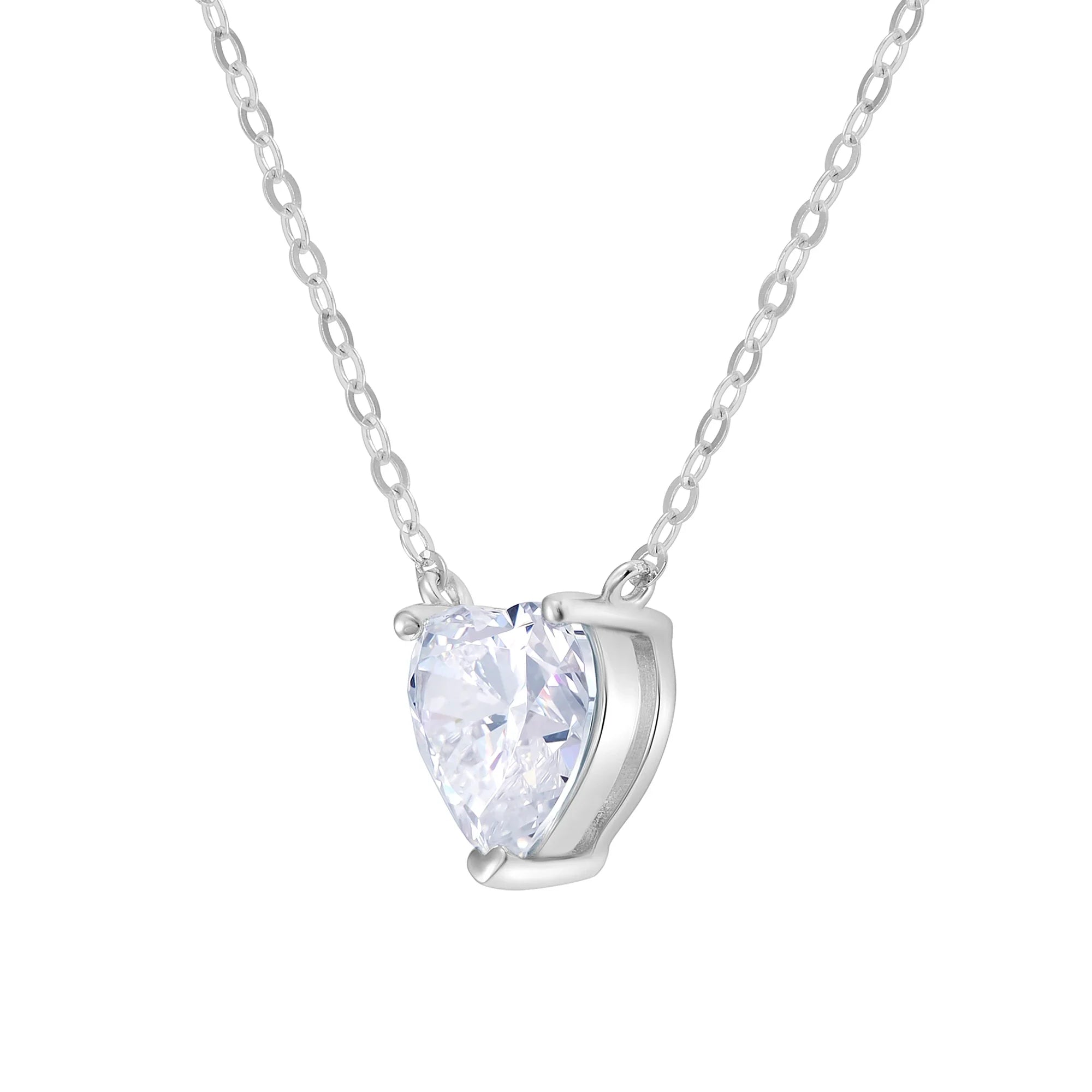Crystal Heart White Necklace in White Gold S925