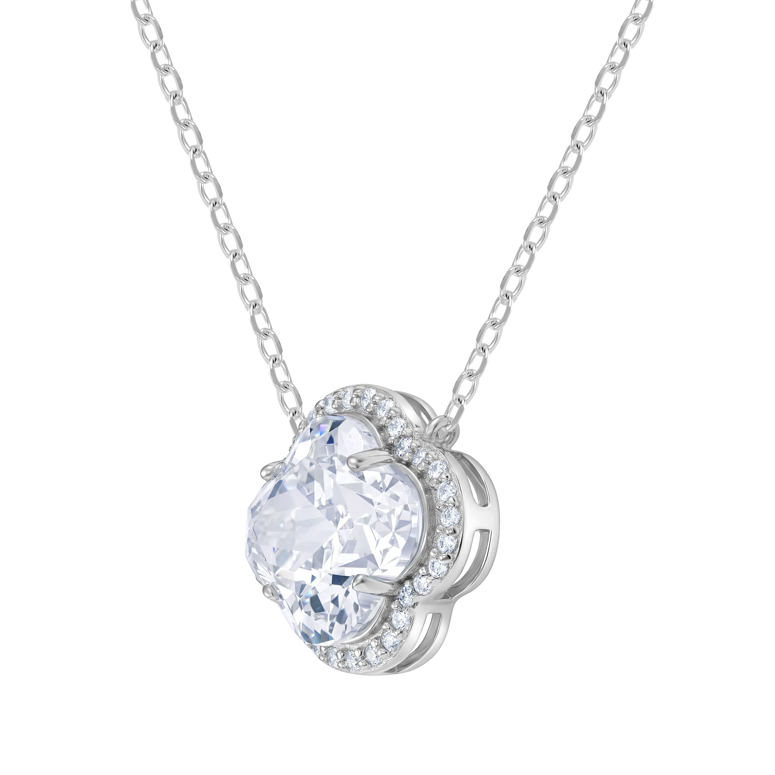Diamond Leaf Clover White S925 necklace