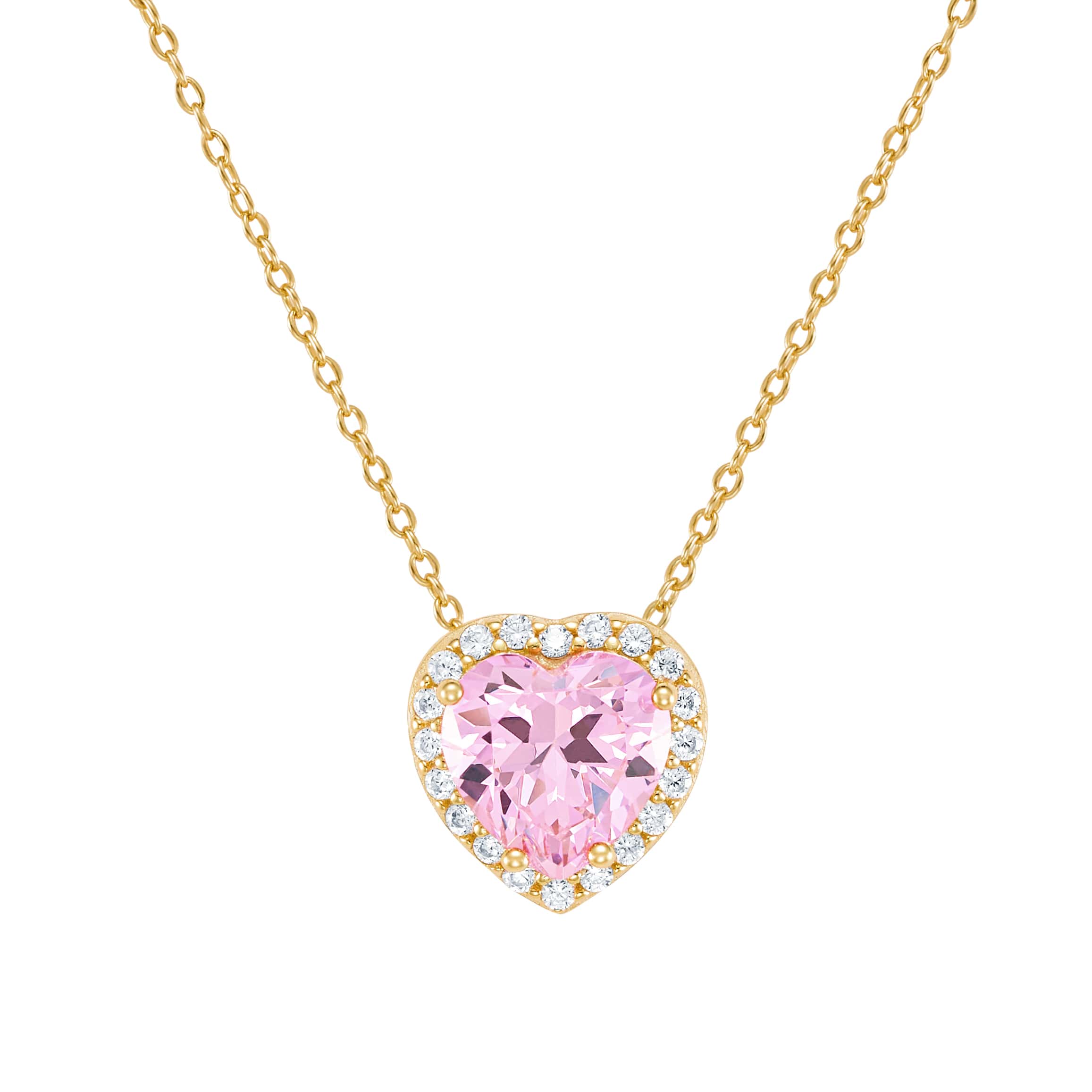Heart Gem Pink Necklace in S925 Gold