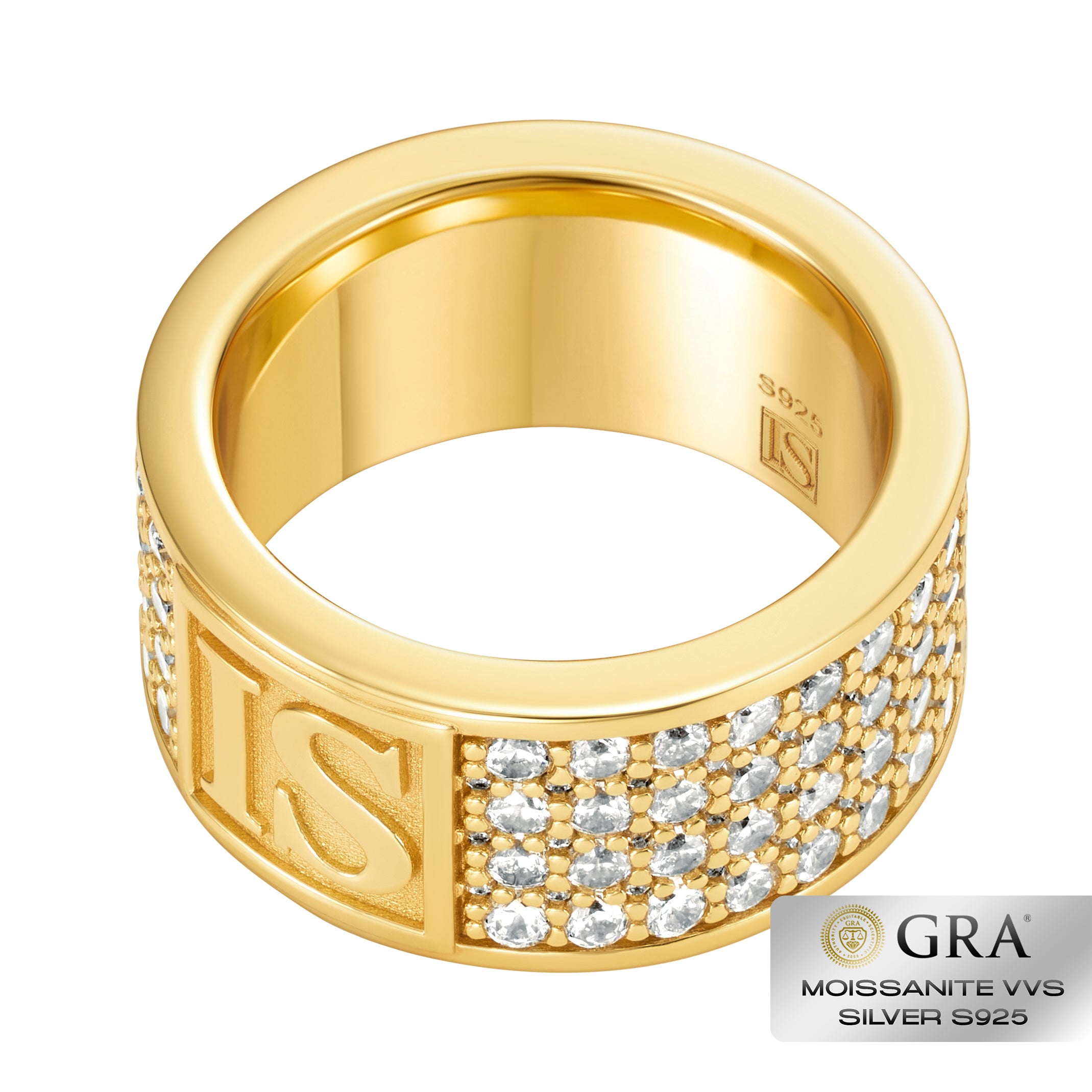 Diamond Band IS Ring Moissanit VVS S925 Gold