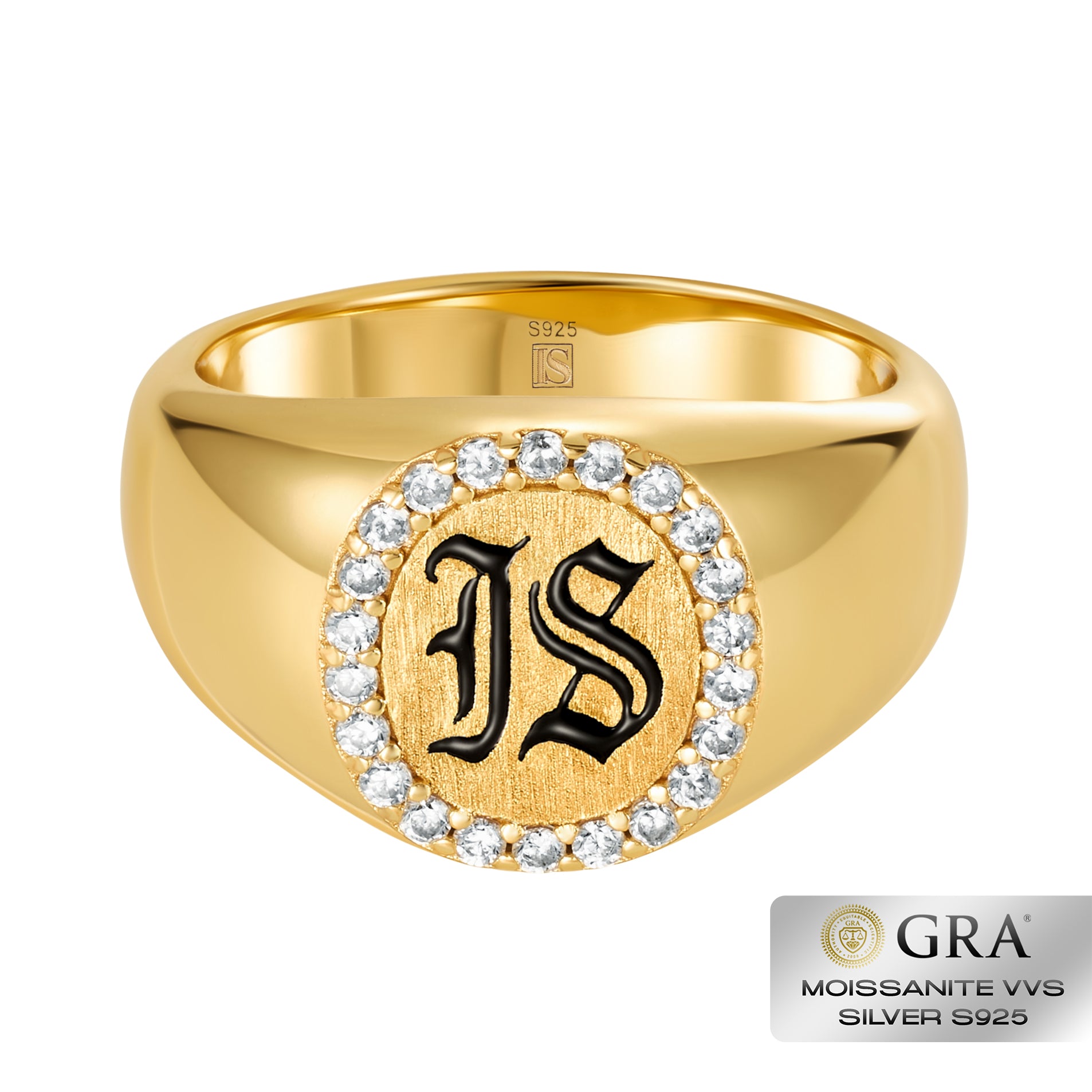 Diamond IS Gothic Ring Moissanit VVS S925 Gold