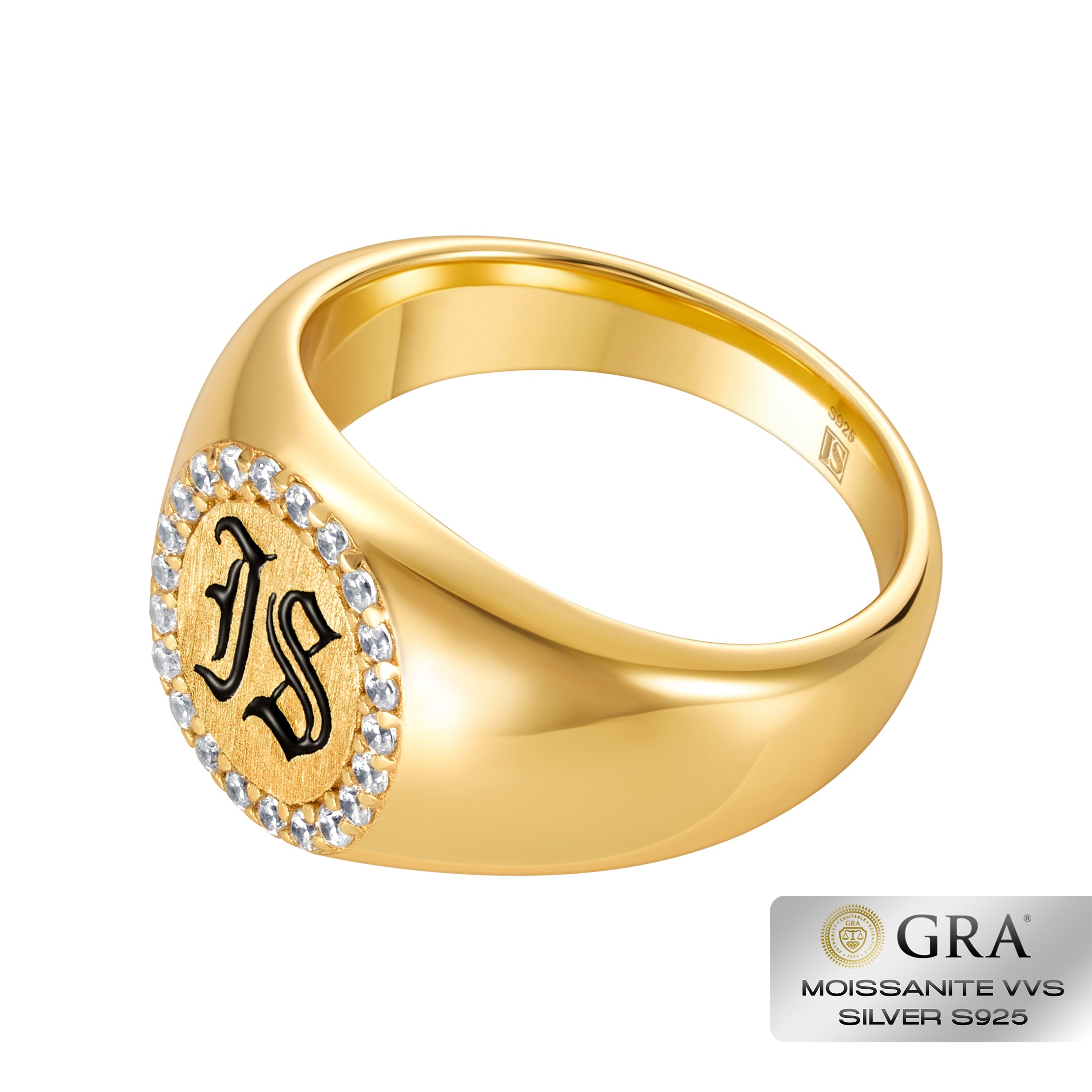 Diamond IS Gothic Ring Moissanit VVS S925 Gold