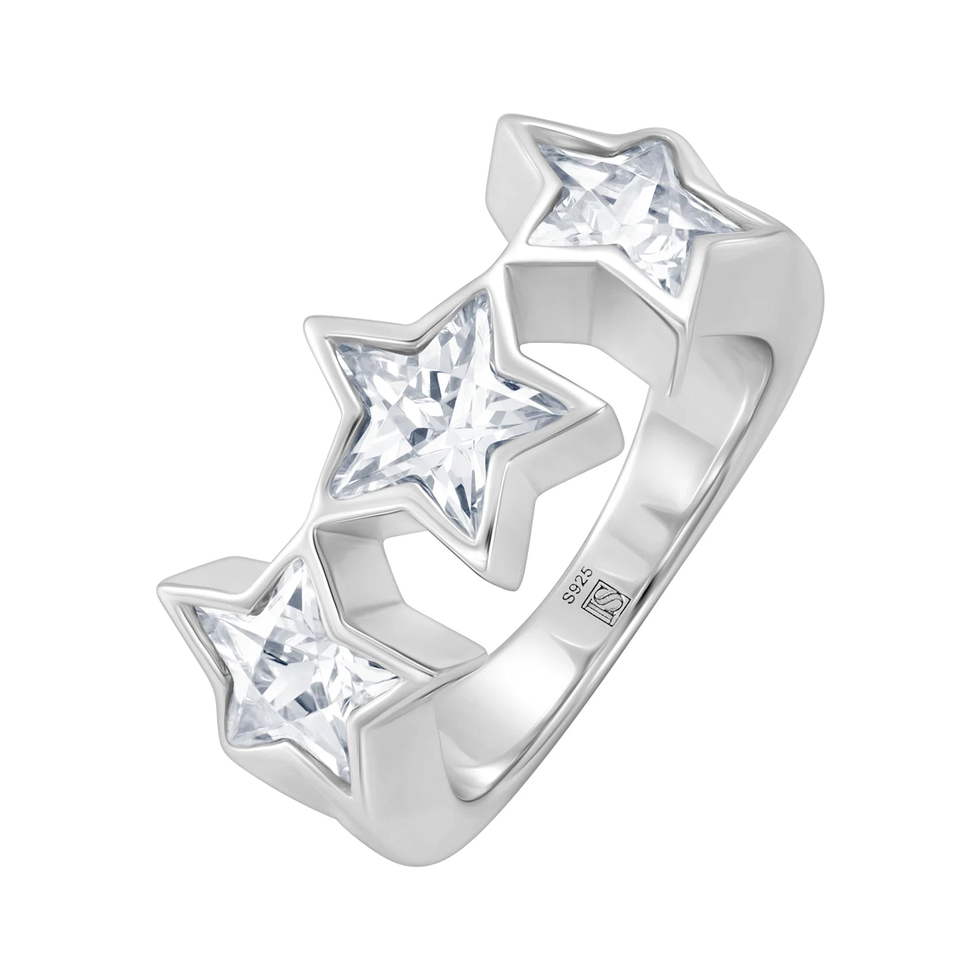 Diamant-Sterne-Ring aus Weißgold