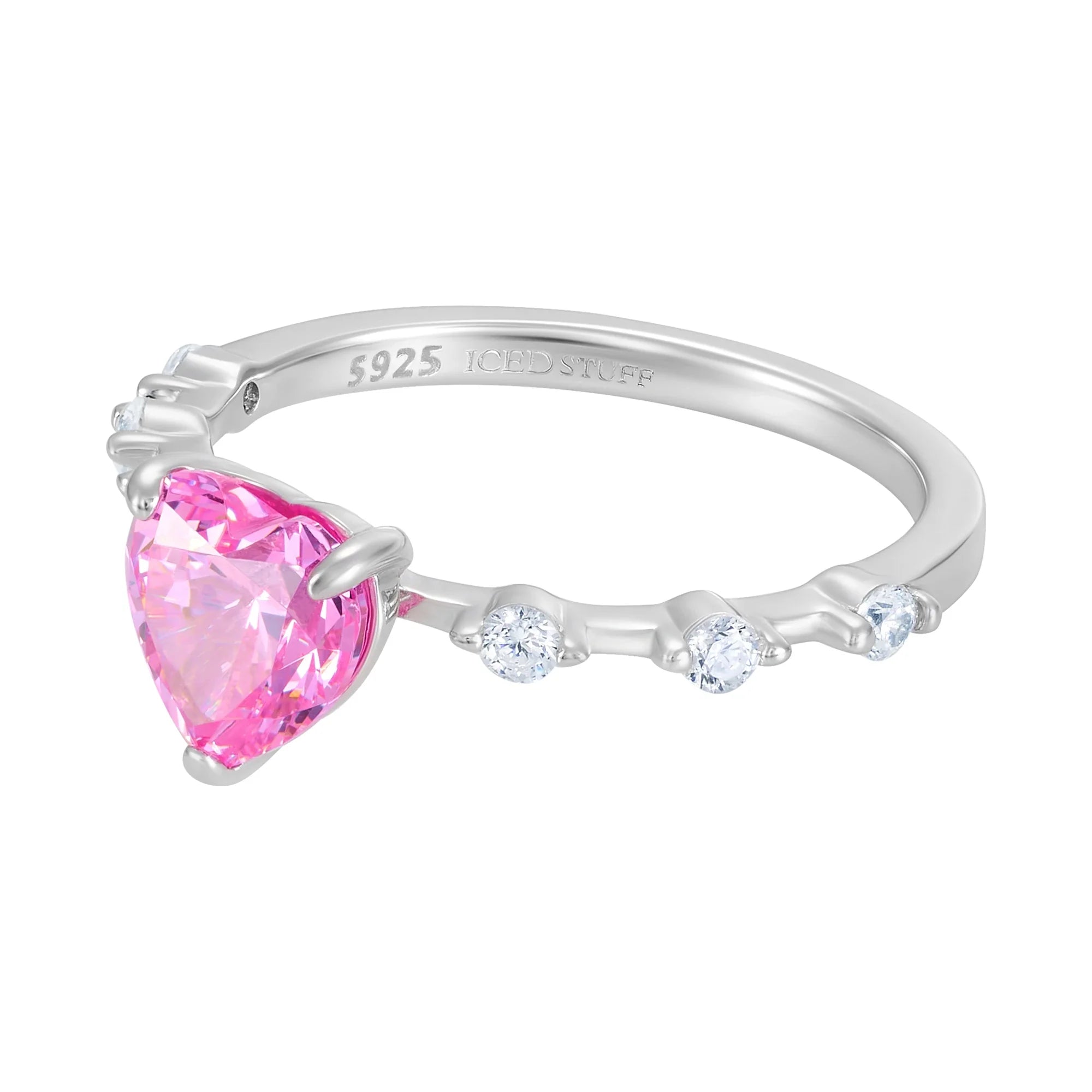 Crystal Heart Promise Pink White Gold S925 Ring