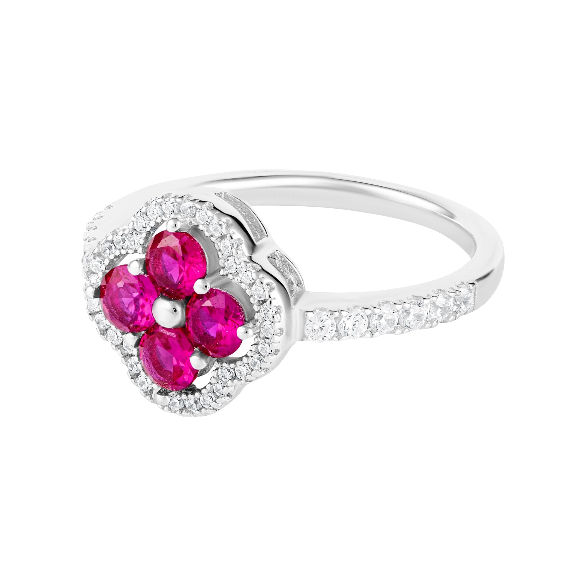 Daisy Pink Ring White Gold Flower S925