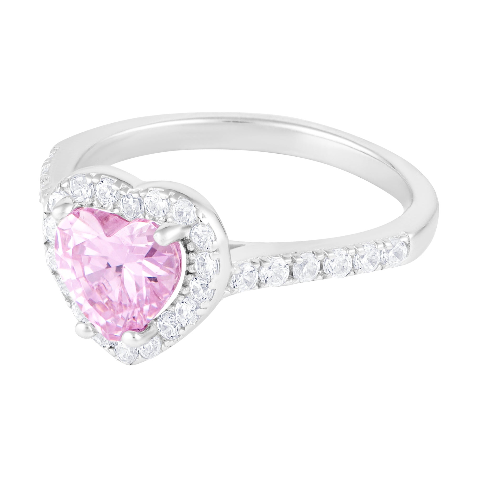 Heart Gem Pink Ring Serce S925