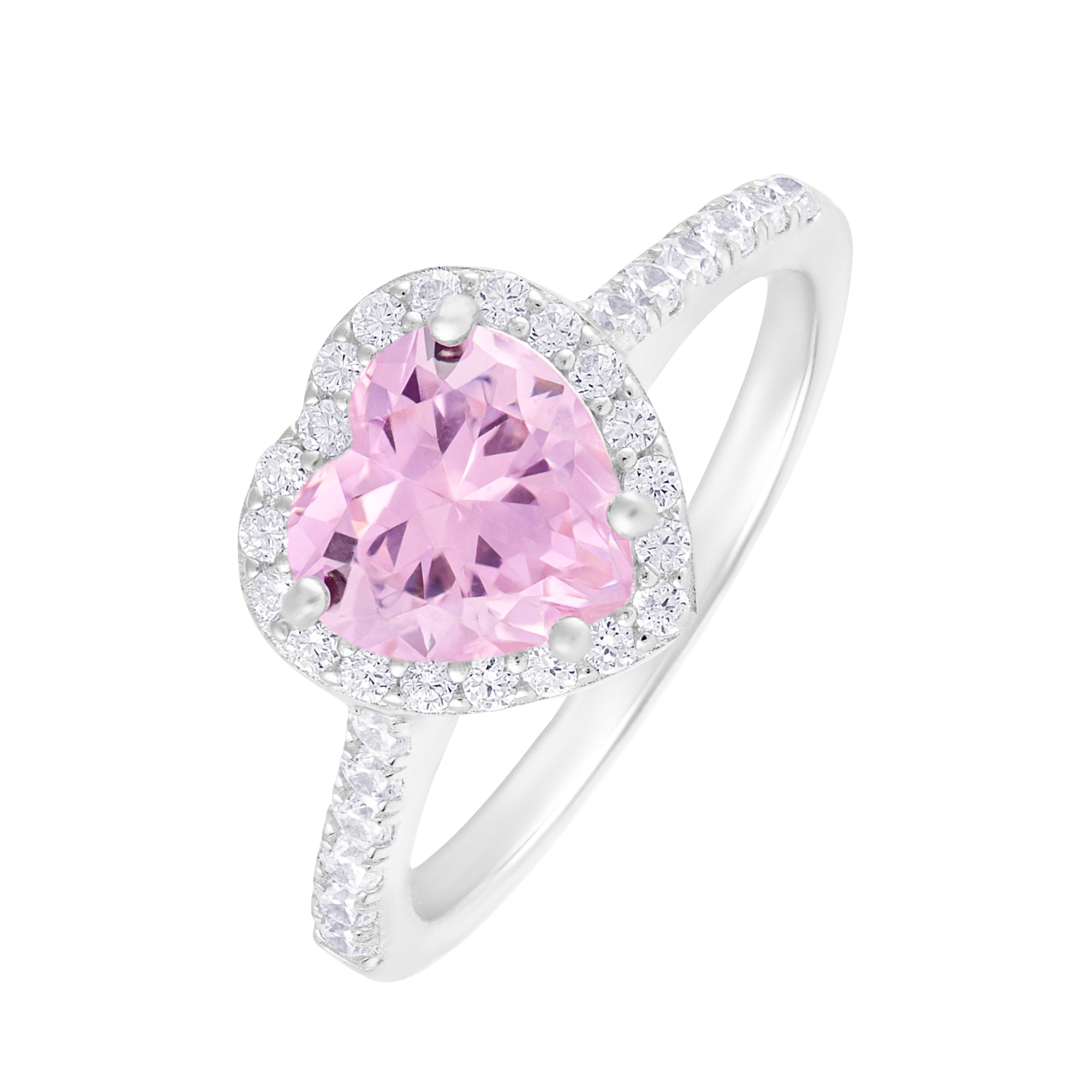 Heart Gem Pink Ring Serce S925