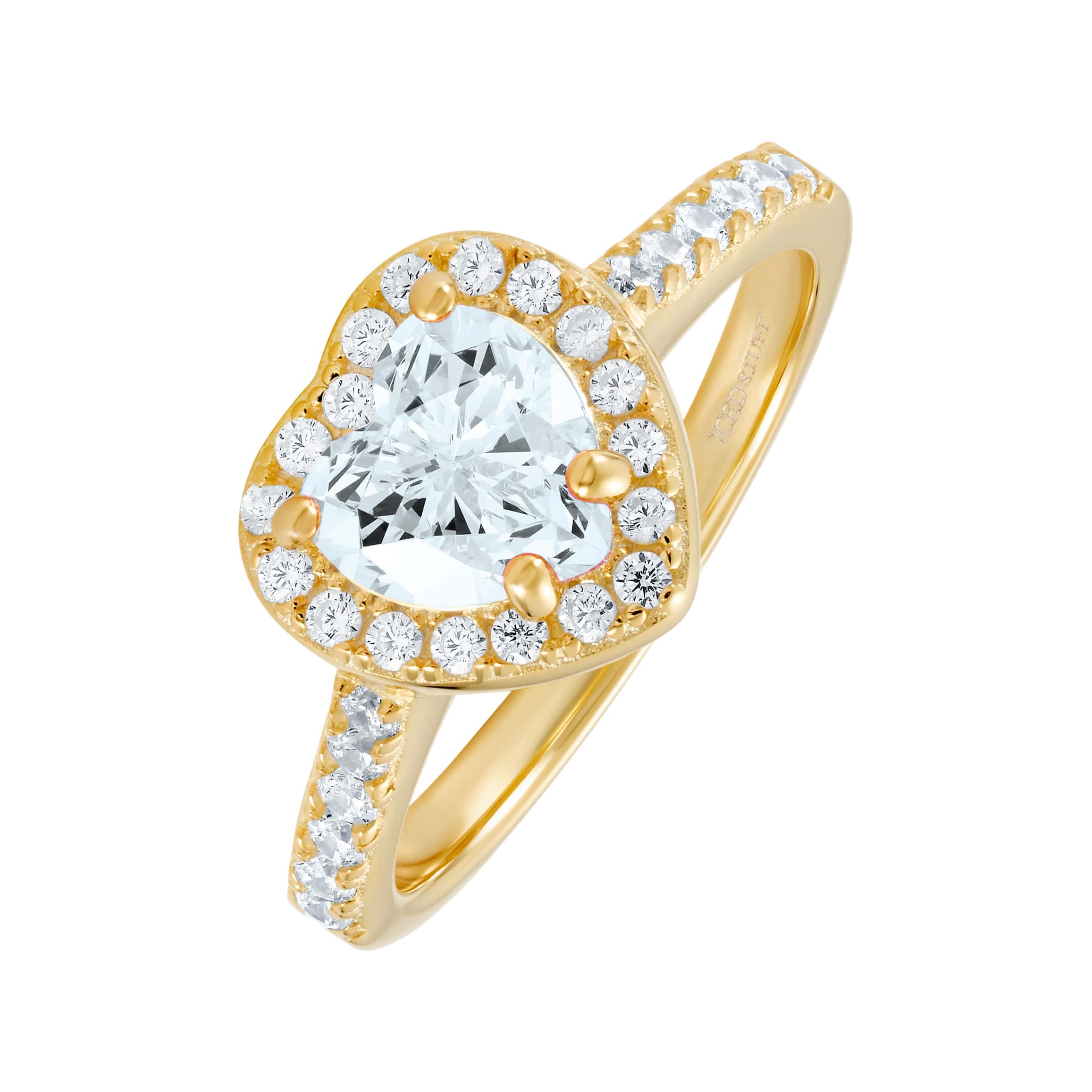 Heart Gem White S925 Gold Heart Ring