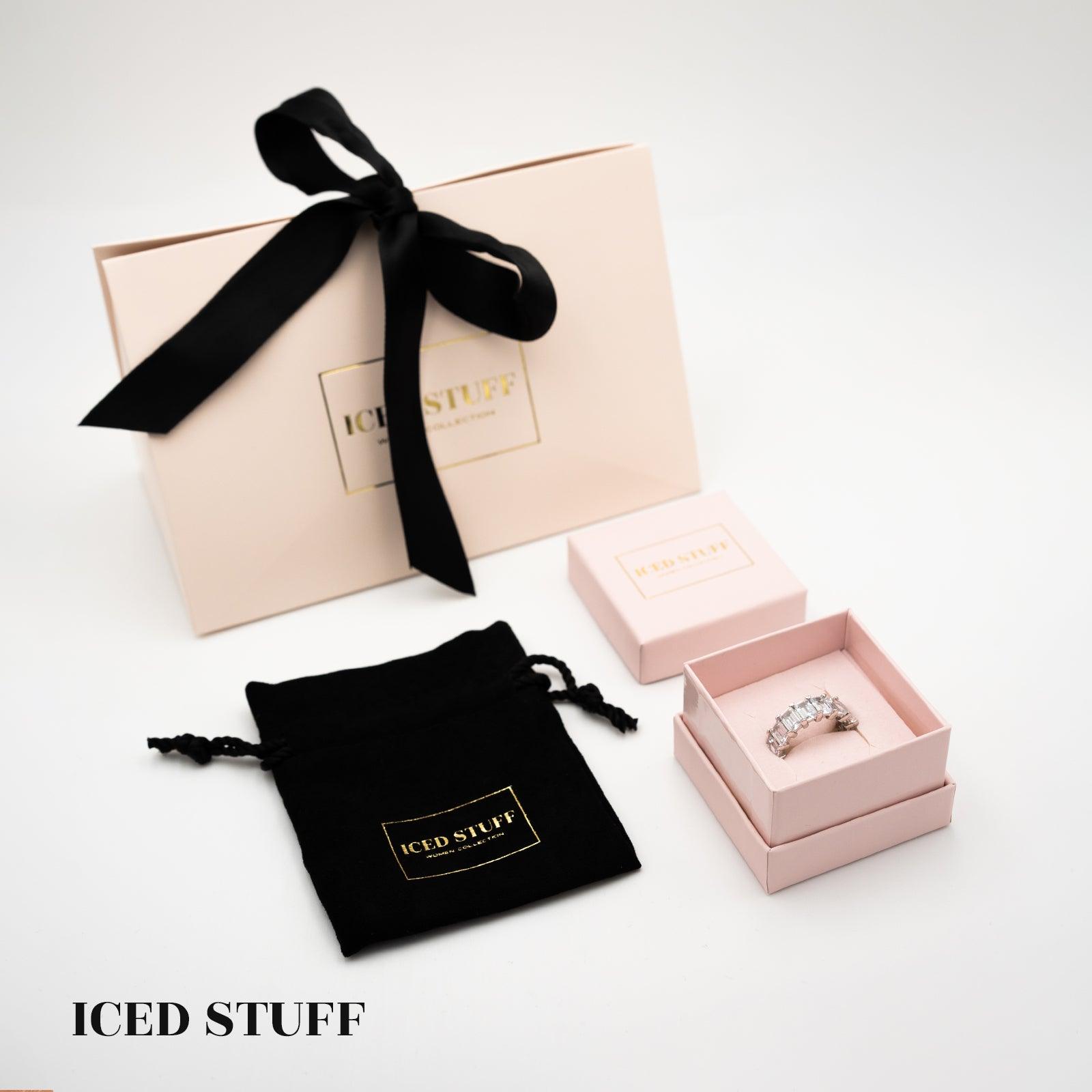 PIERŚCIONEK TENNIS CHIC BAGUETTE WHITE S925 - IcedStuff