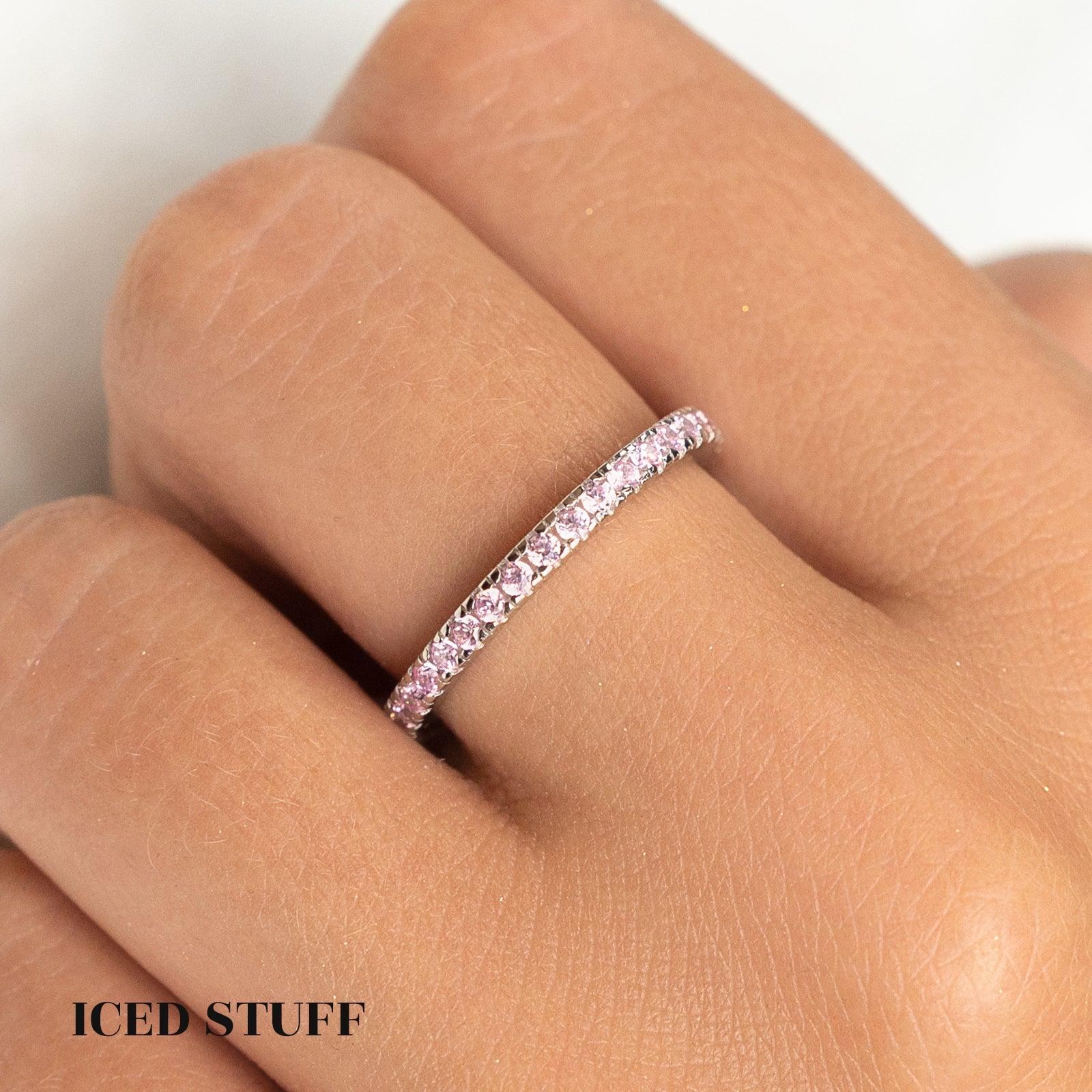 PIERŚCIONEK TENNIS MICRO PINK S925 - IcedStuff