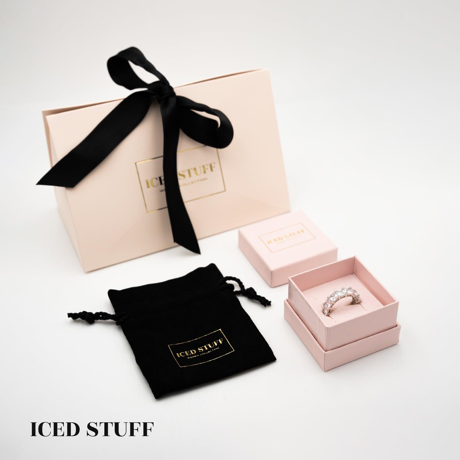 PIERŚCIONEK TENNIS SQUARE WHITE S925 - IcedStuff