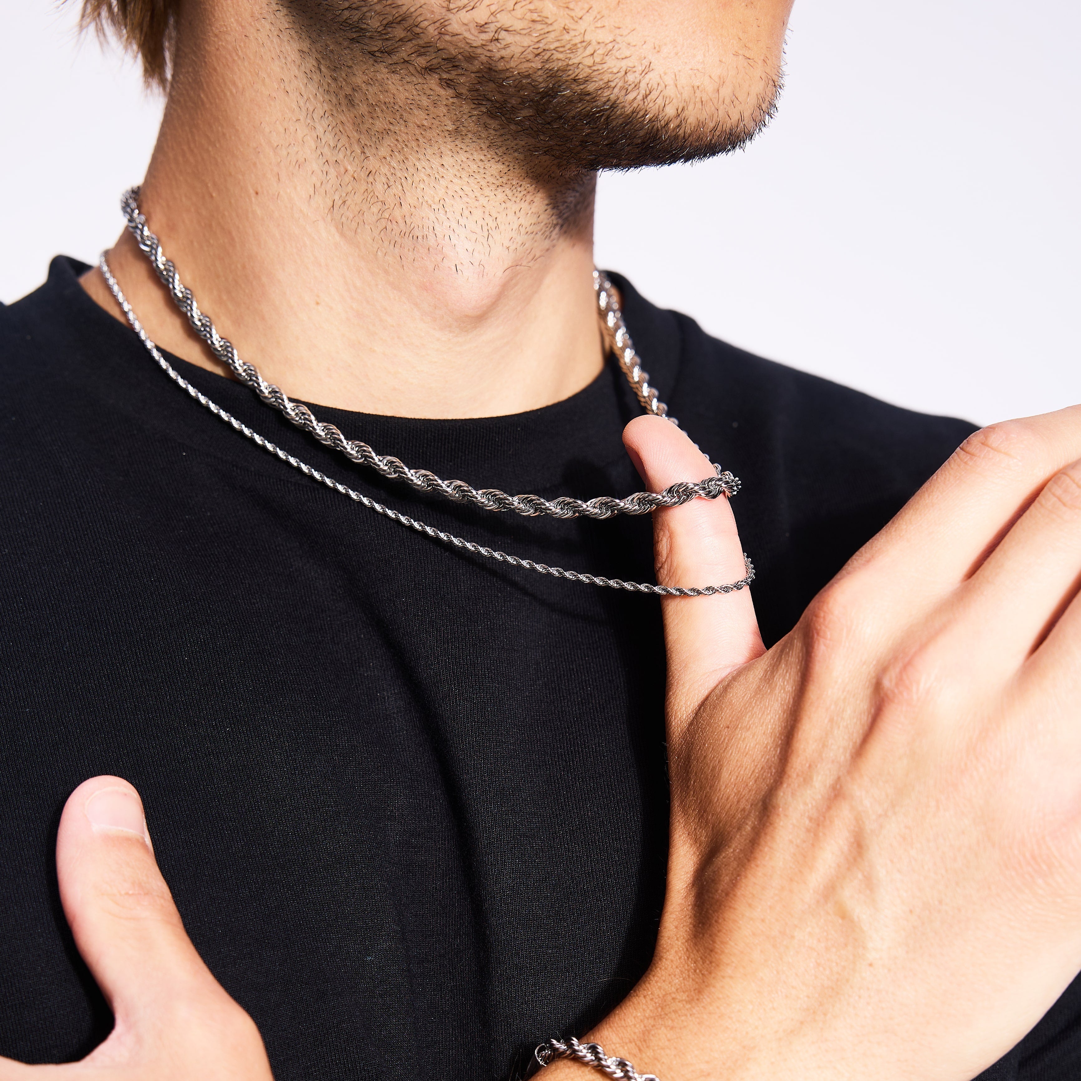 Chaîne corde 2 mm or blanc