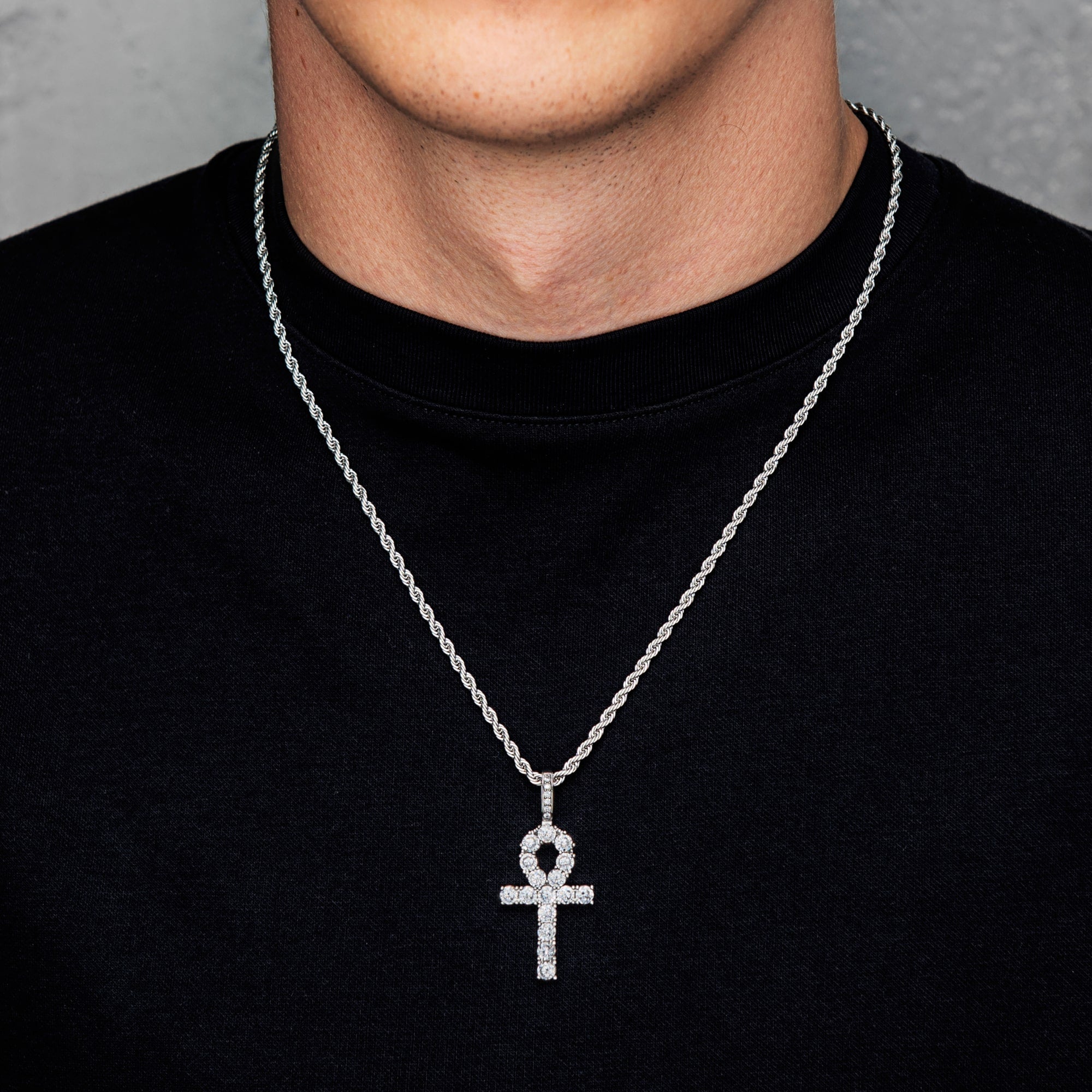 ANKH Cross Pendant White Gold