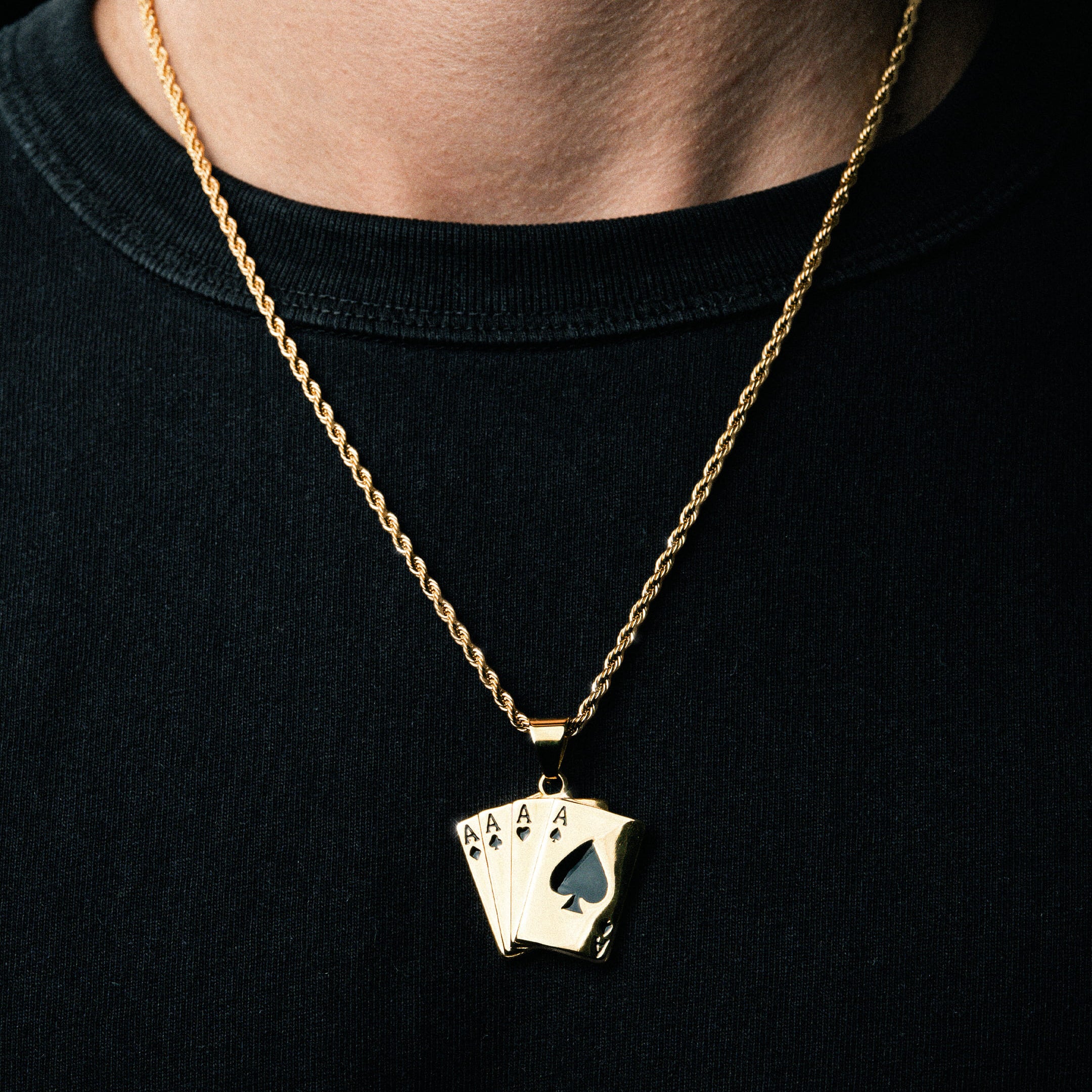 Cards 4 Aces Pendant Gold