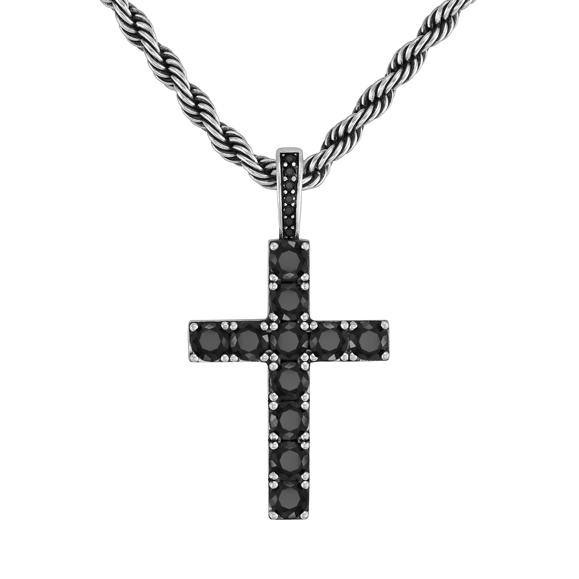 Diamond Cross RAW Pendant White Gold