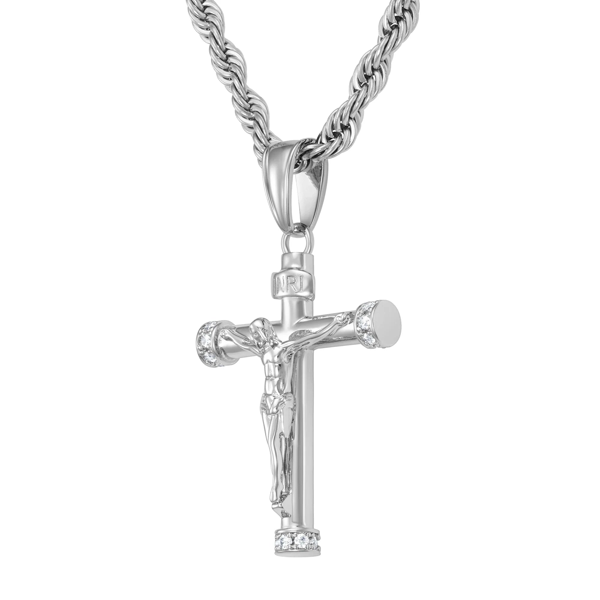 Pendentif Croix en Diamant en Or Blanc