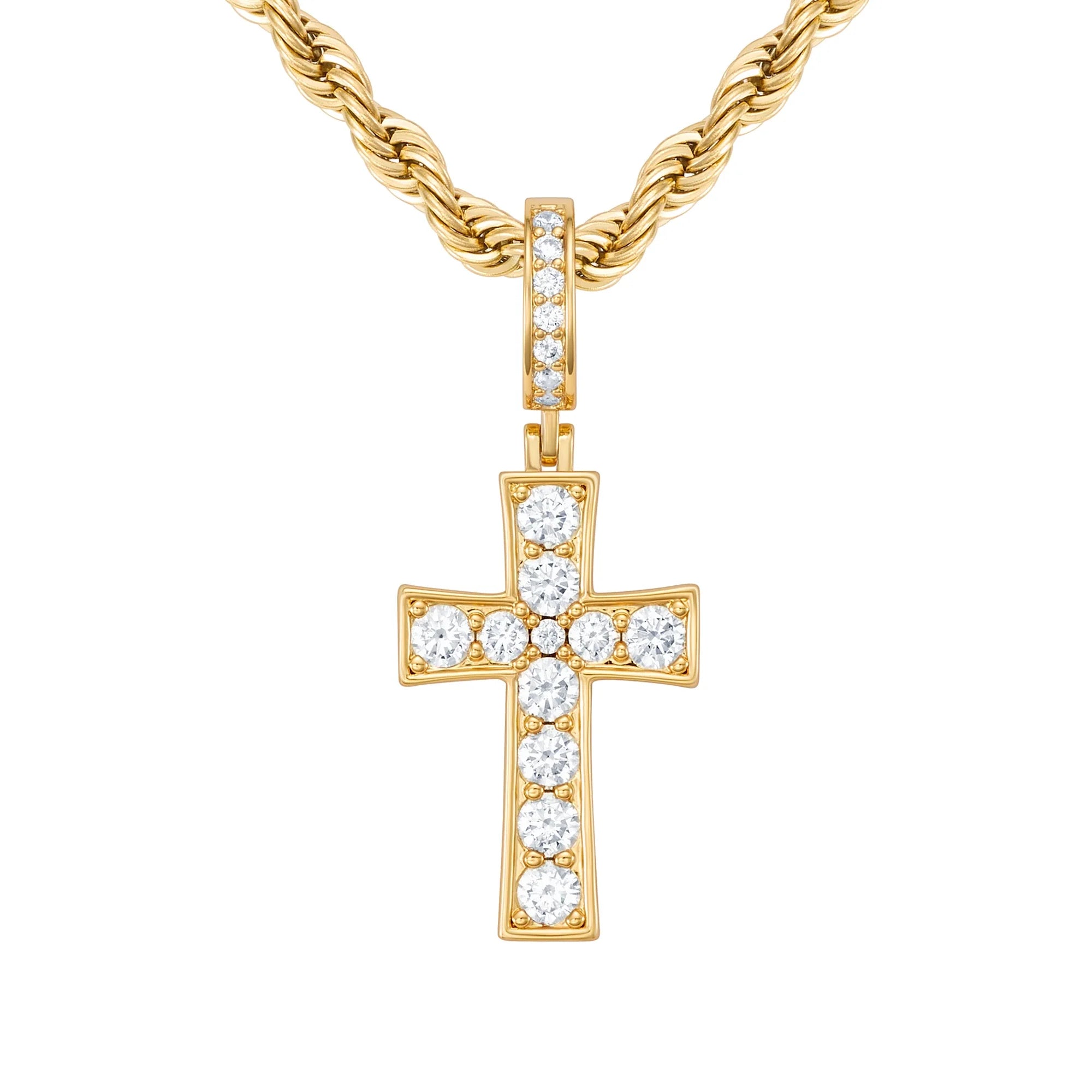 Diamond Gem Cross Gold Pendant