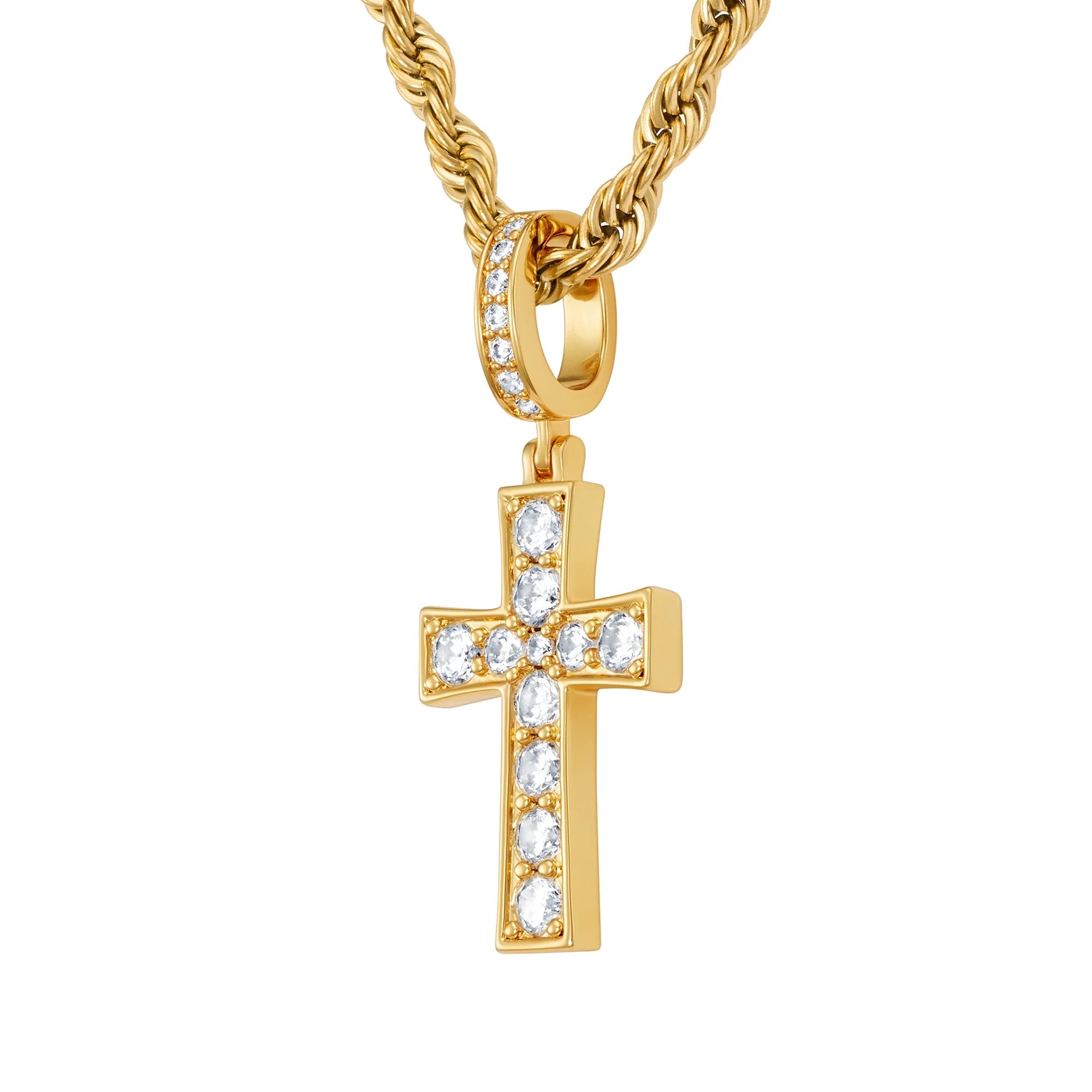 Diamond Gem Cross Gold Pendant
