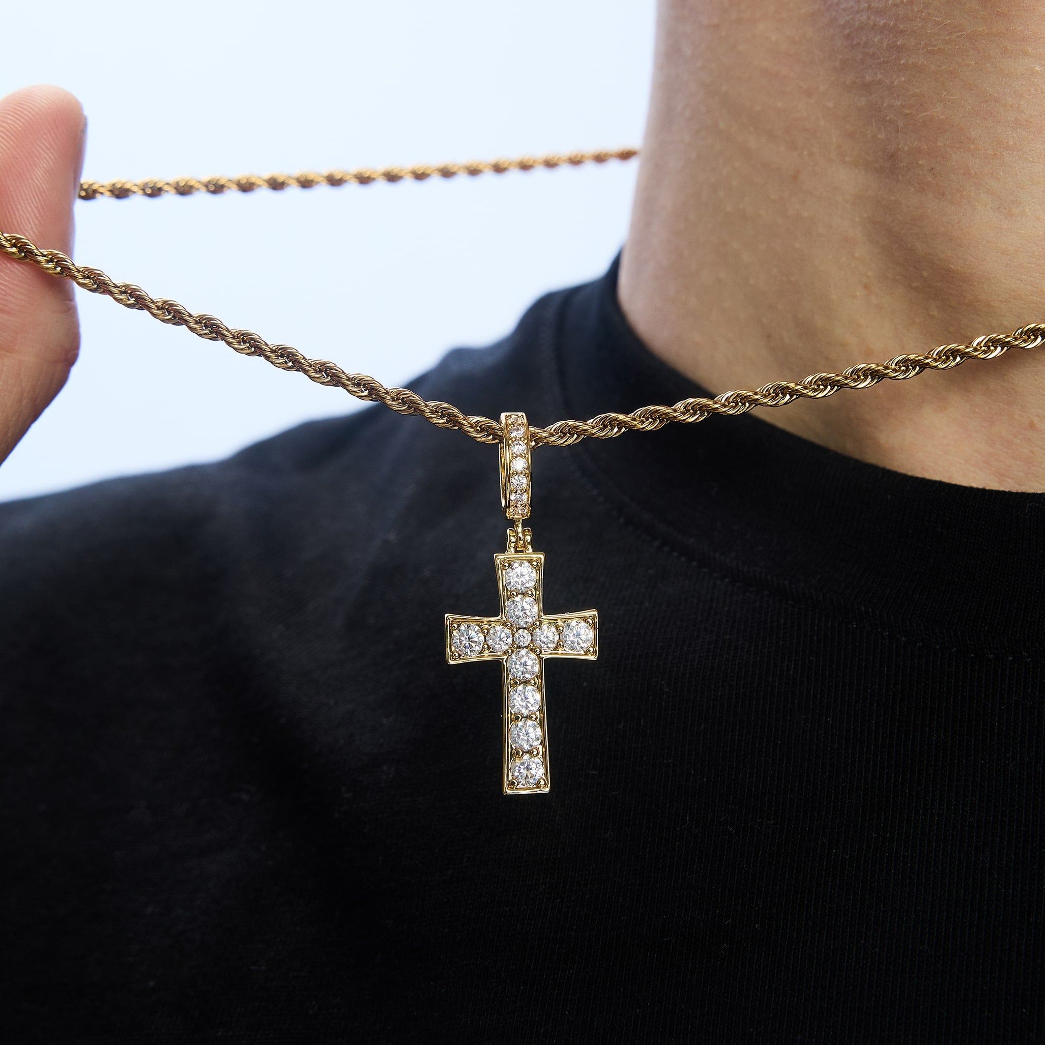 Diamond Gem Cross Gold Pendant