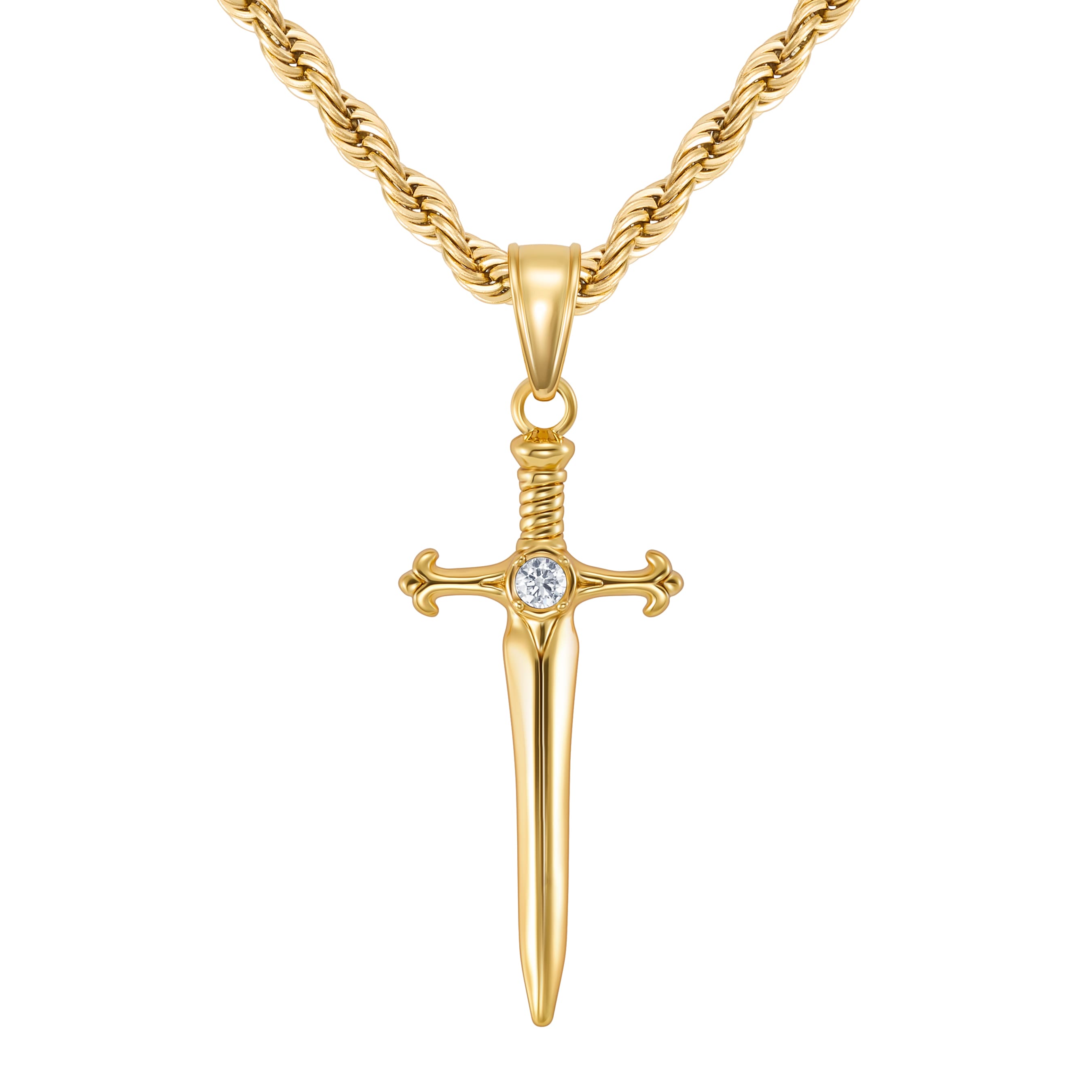 Diamond Sword Pendant Gold