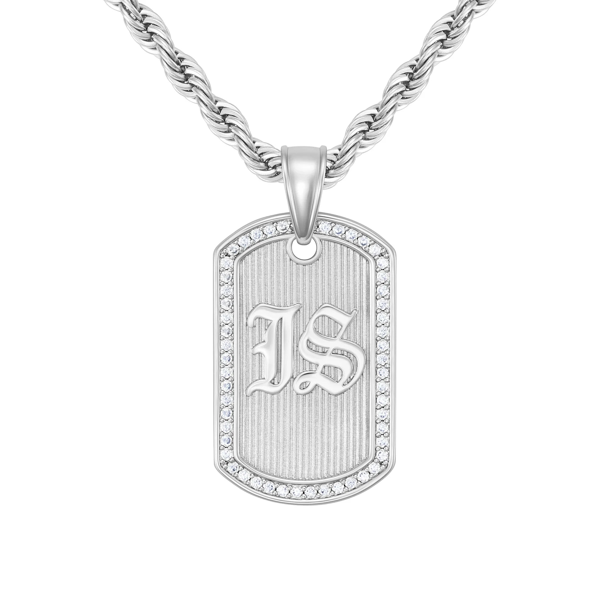 Goth Tag EST pendentif, Or blanc