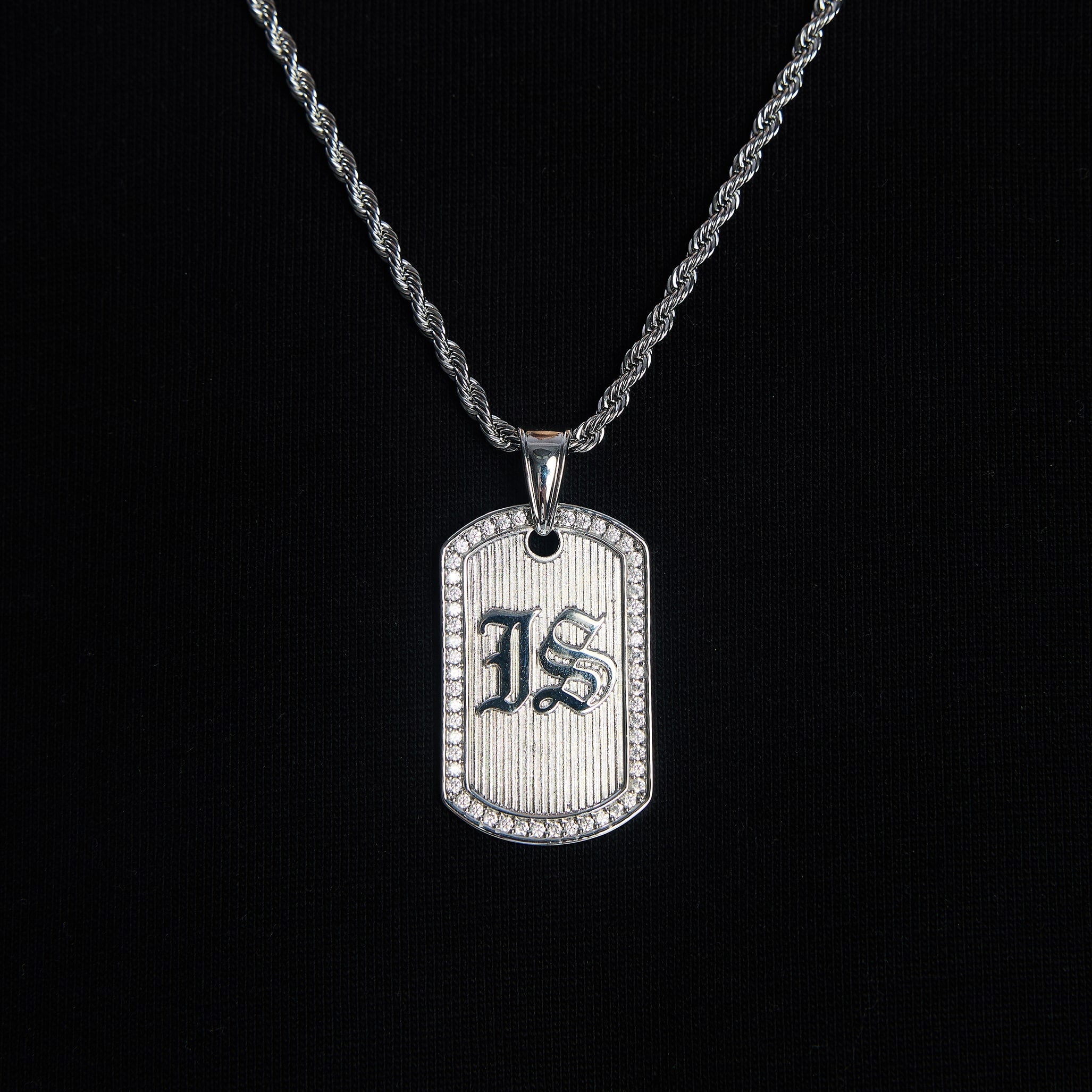 Goth Tag EST pendentif, Or blanc