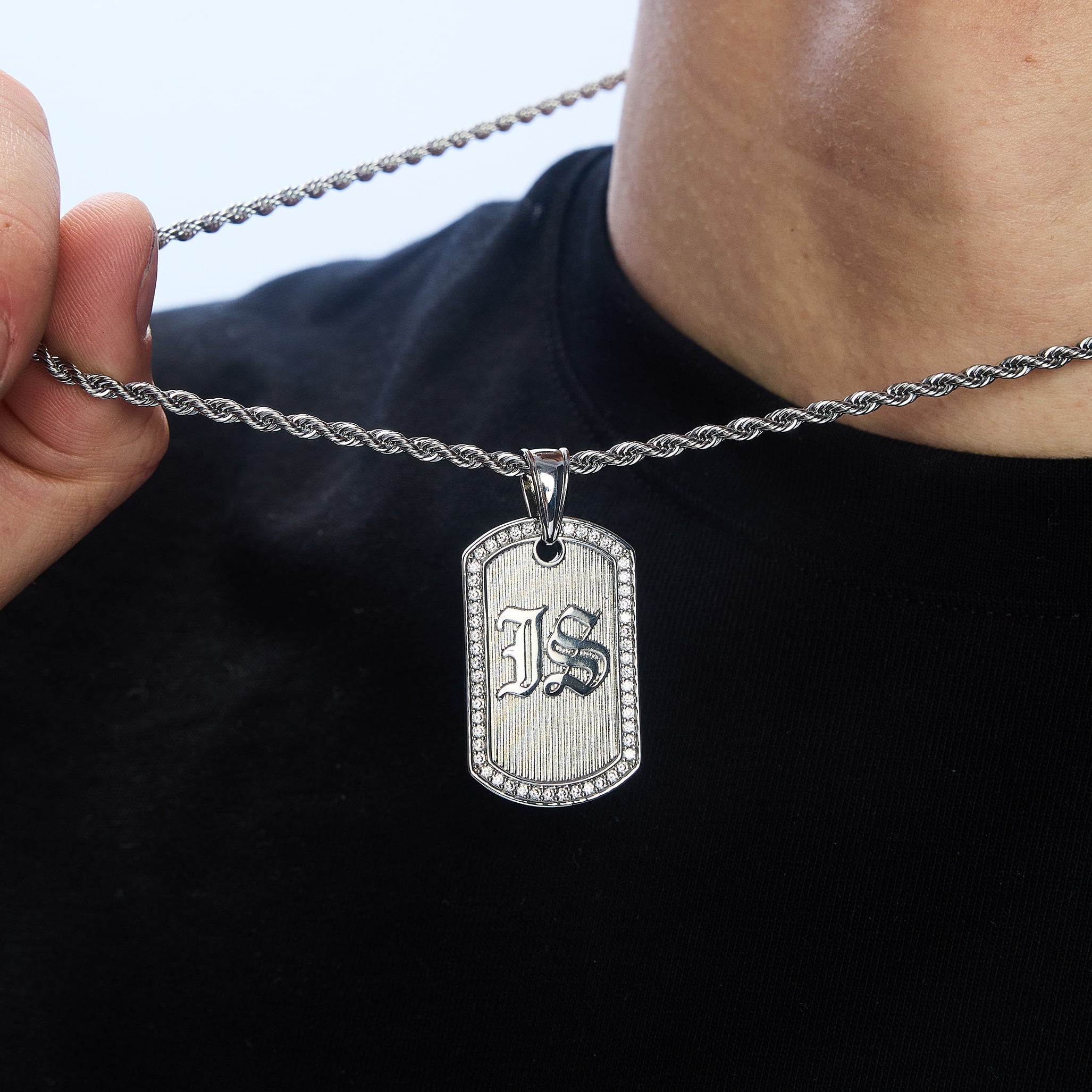 Goth Tag EST pendentif, Or blanc