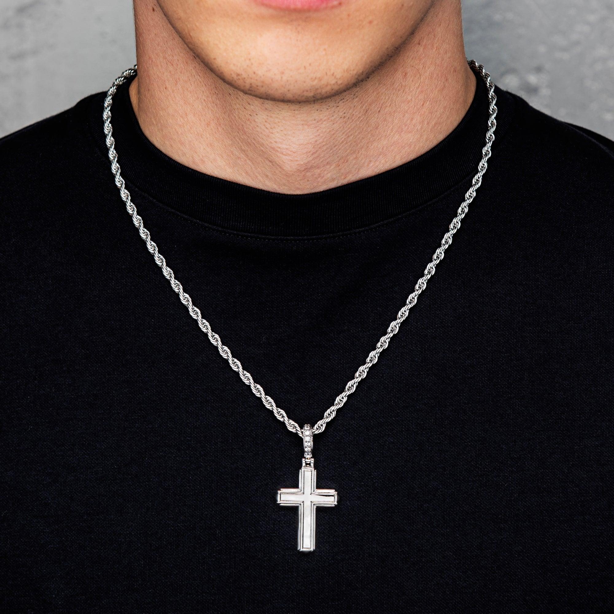 Pendentif Croix Flip Croix Double Face Or Blanc