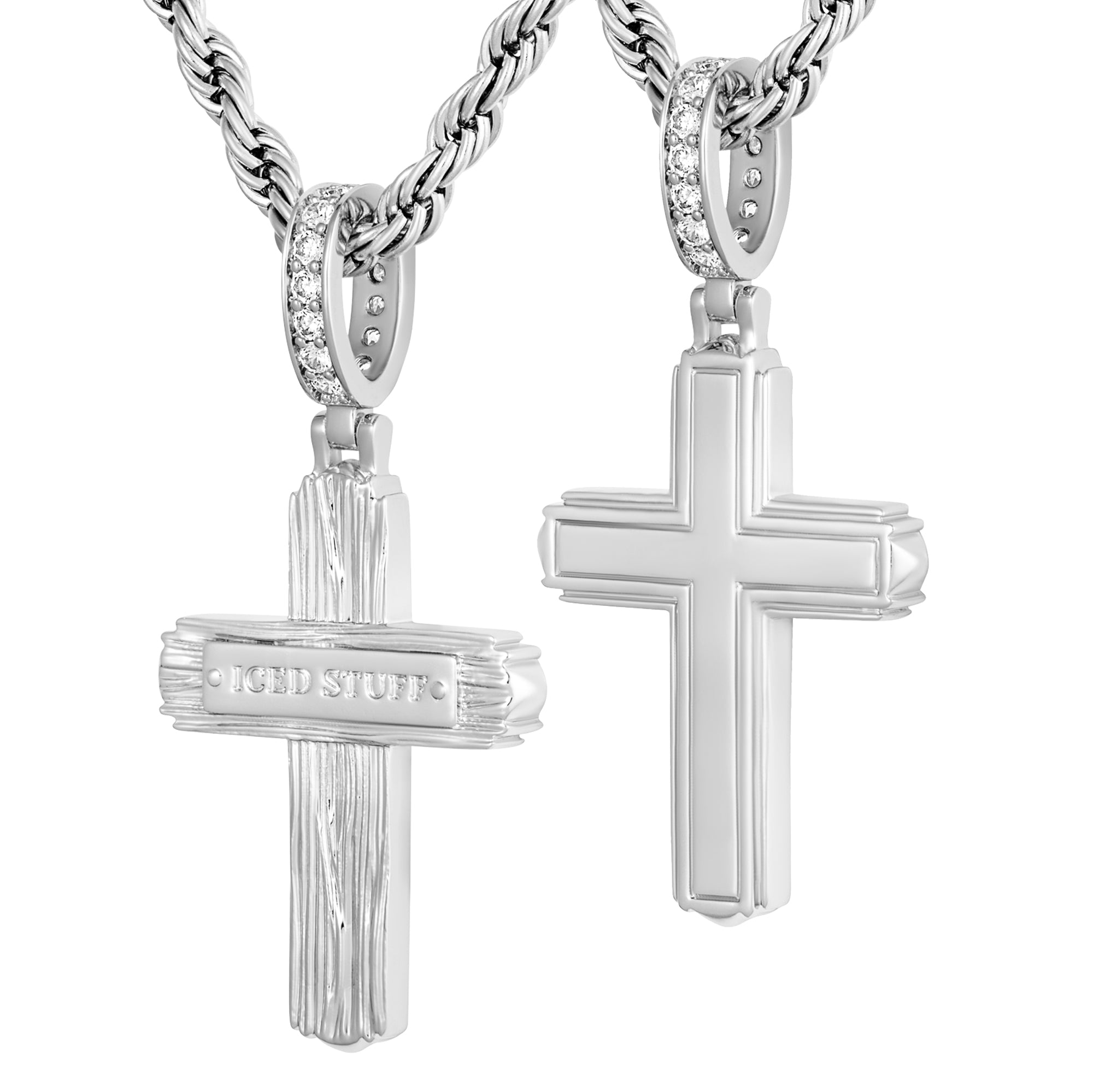 Pendentif Croix Flip Croix Double Face Or Blanc