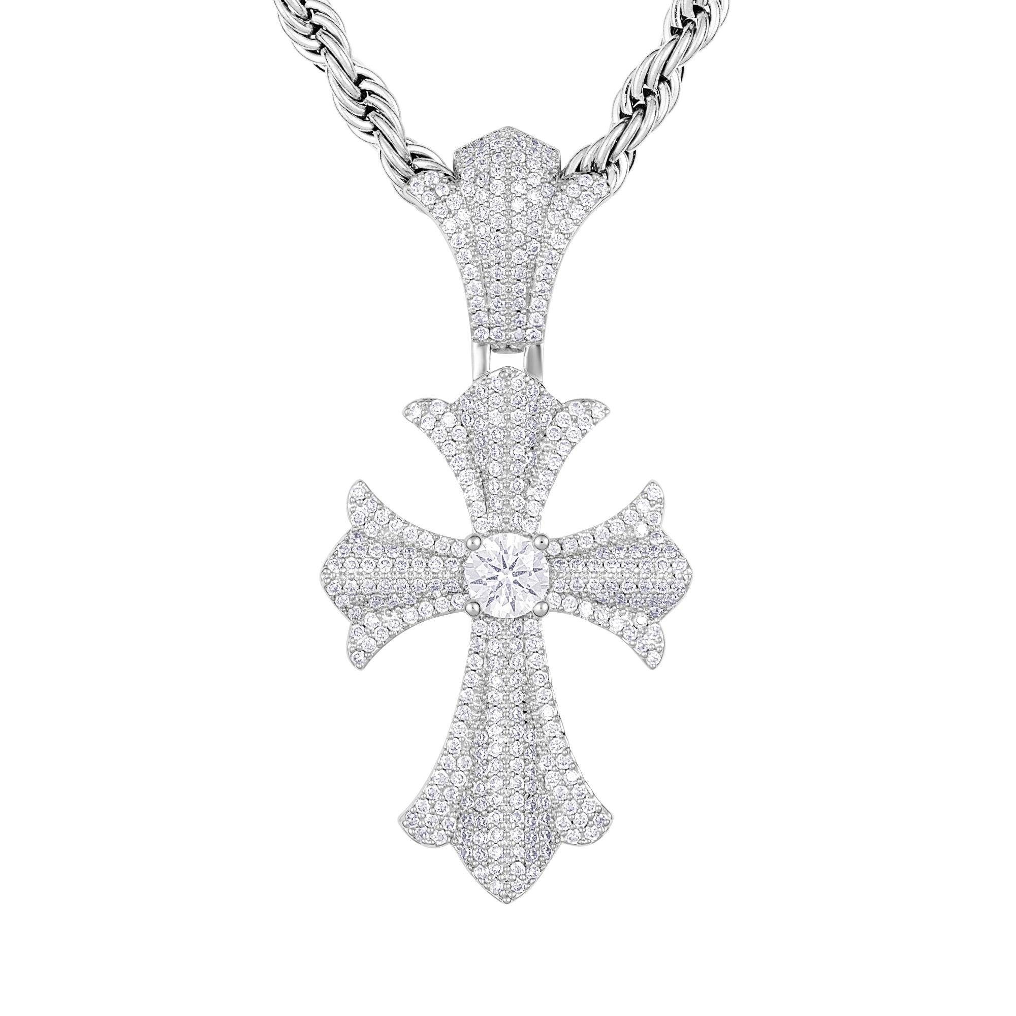 Diamond Reborn Cross Pendant White Gold
