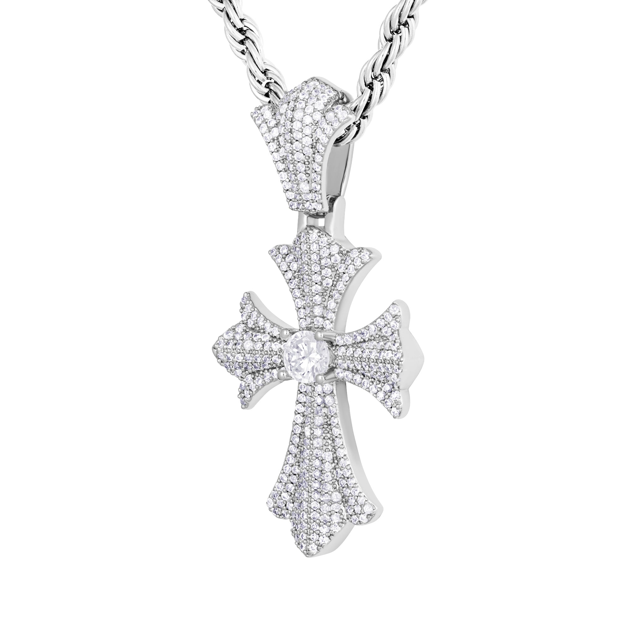 Diamond Reborn Cross Pendant White Gold