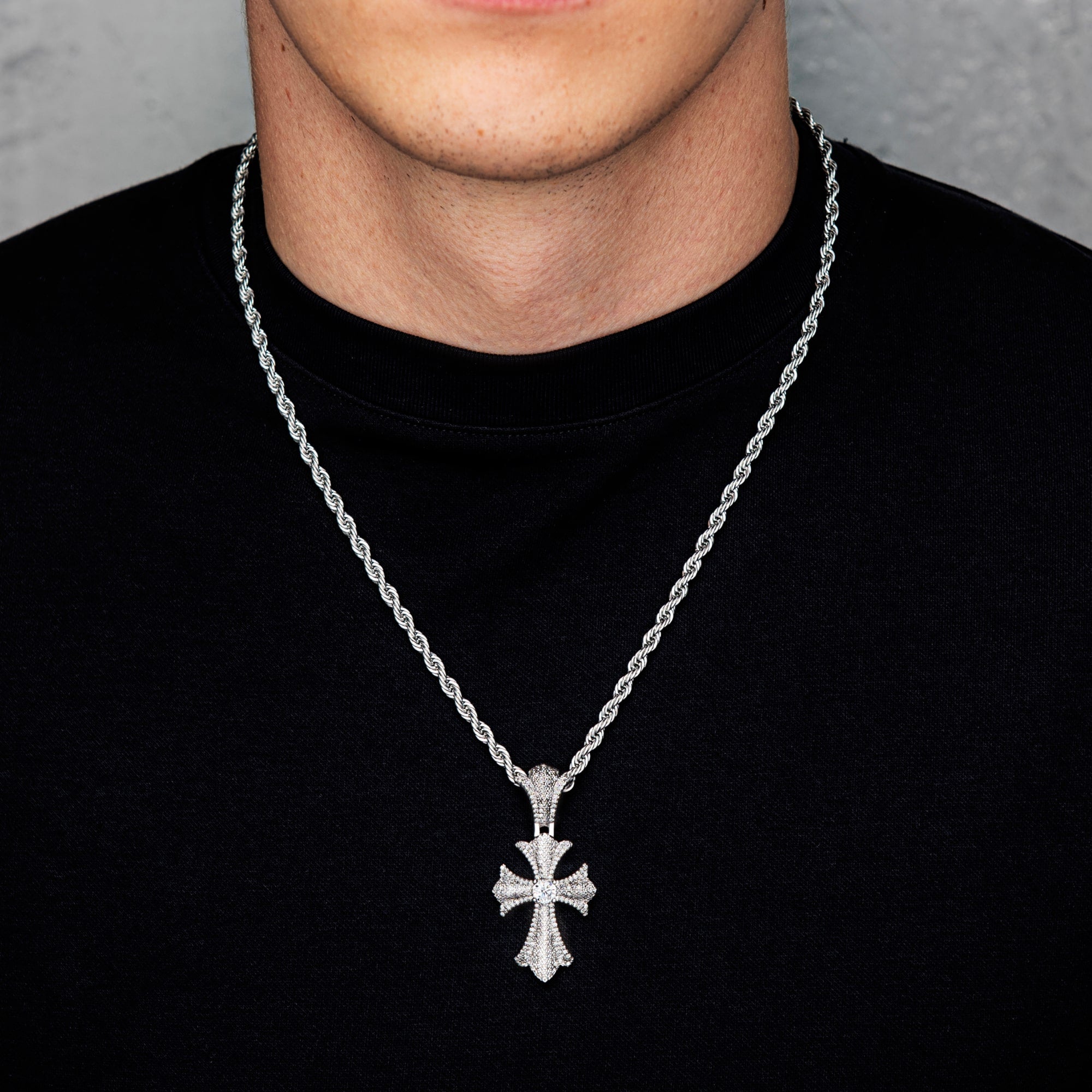 Diamond Reborn Cross Pendant White Gold