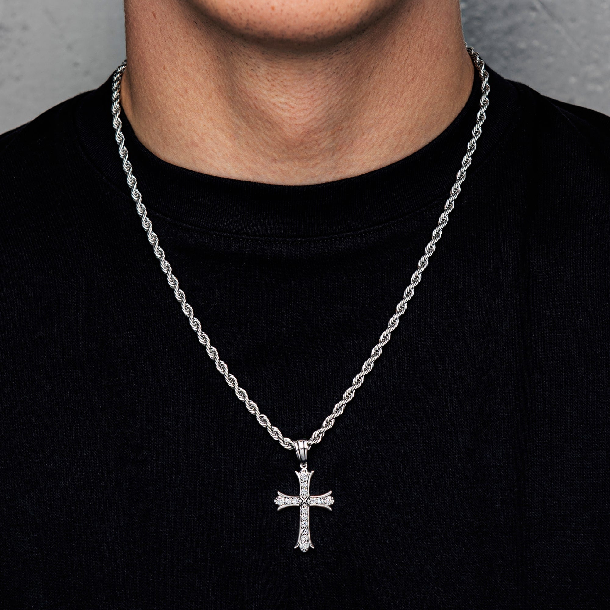 Sharp Cross Pendant White Gold