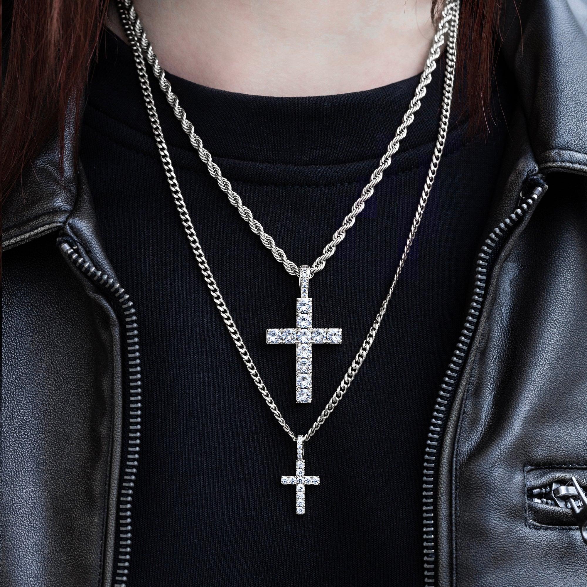 DIAMOND CROSS BIAŁE ZŁOTO - IcedStuff
