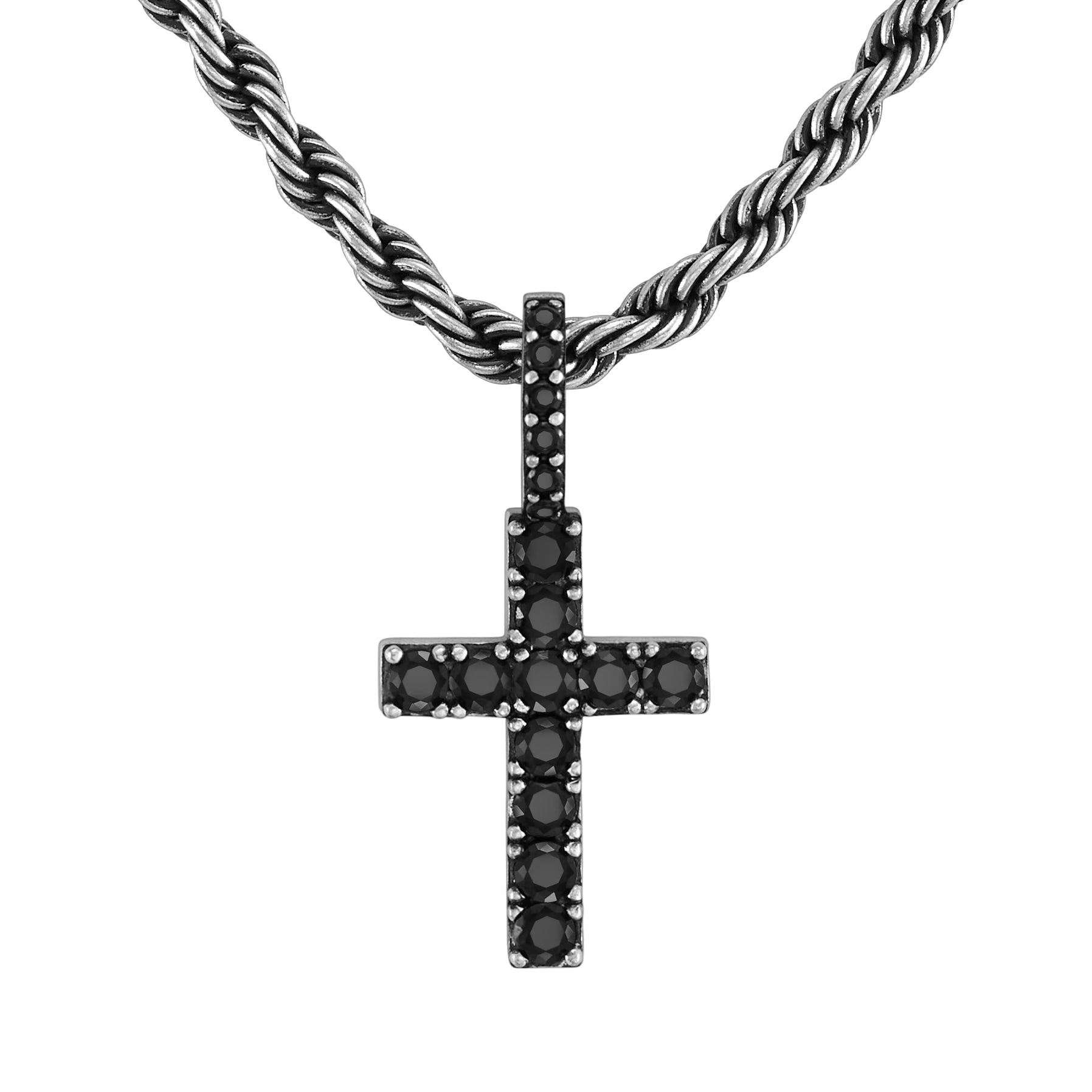 Micro Diamond Cross RAW Pendant White Gold