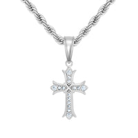 Micro Sharp Cross Pendant, White Gold