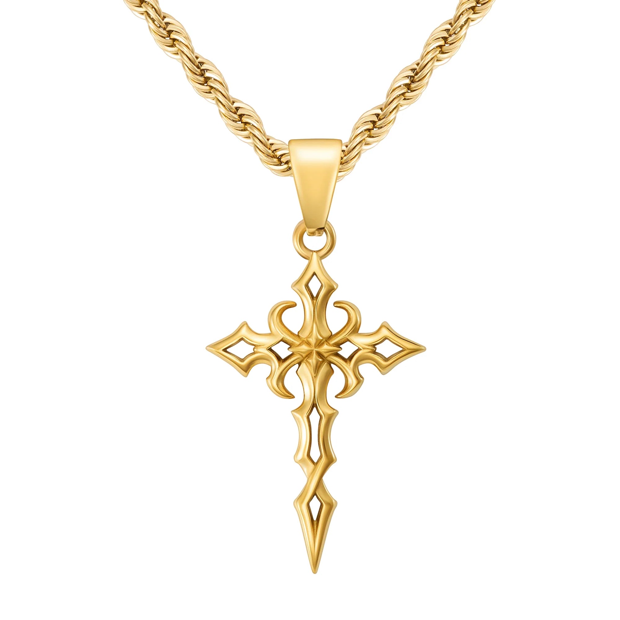 Pendentif Croix Tribale en Or